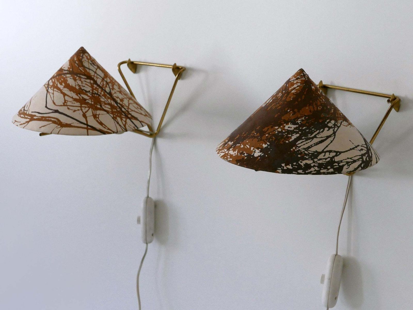 photo vintage Set Of Two Rare Eel Table Lamps Or Wall Lights By Rupert Nikoll, Austria, 1952