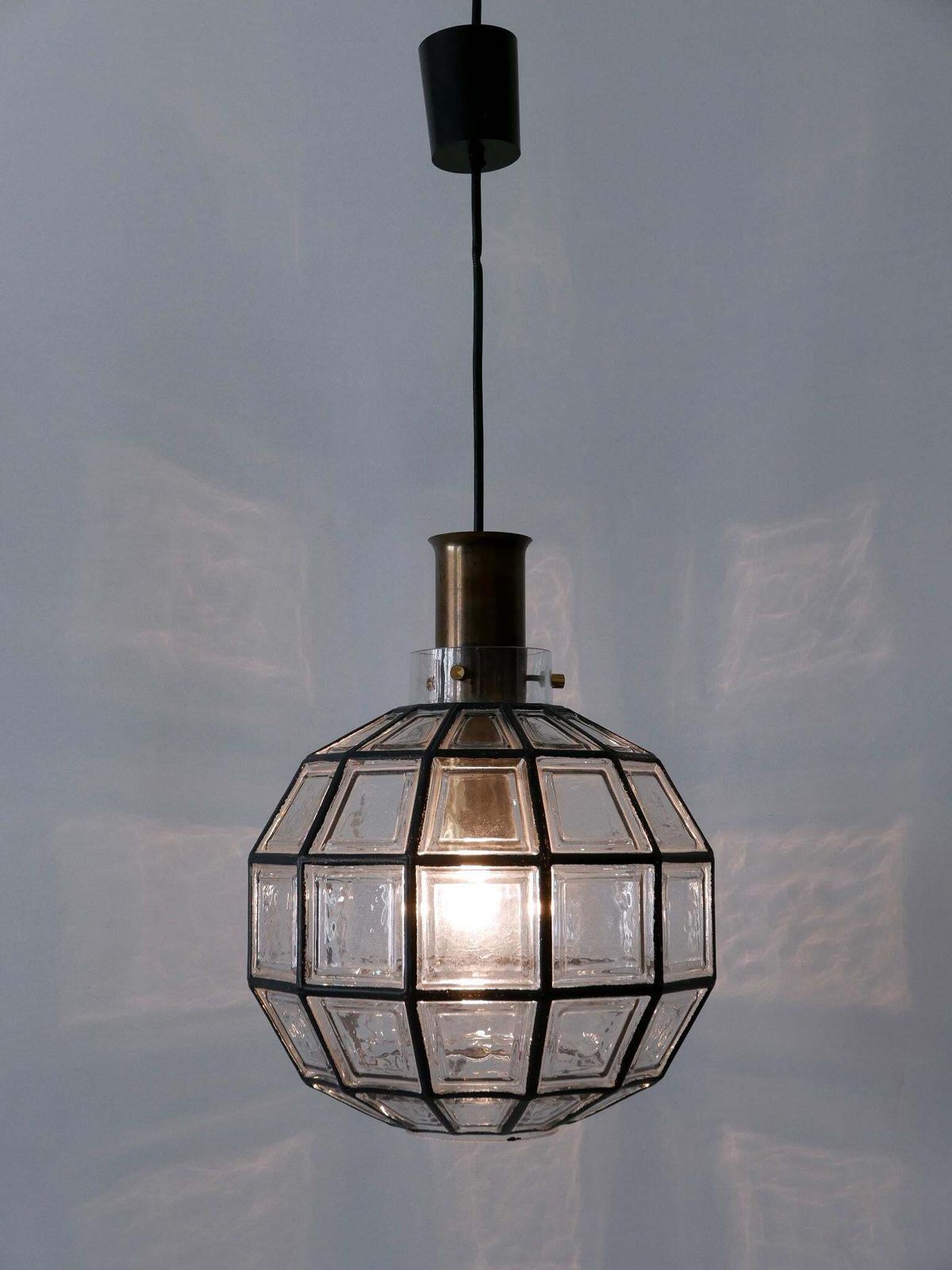 Large Mid Century Modern Pendant Lamp By Glashütte Limburg Germany 1960s photo Lighting