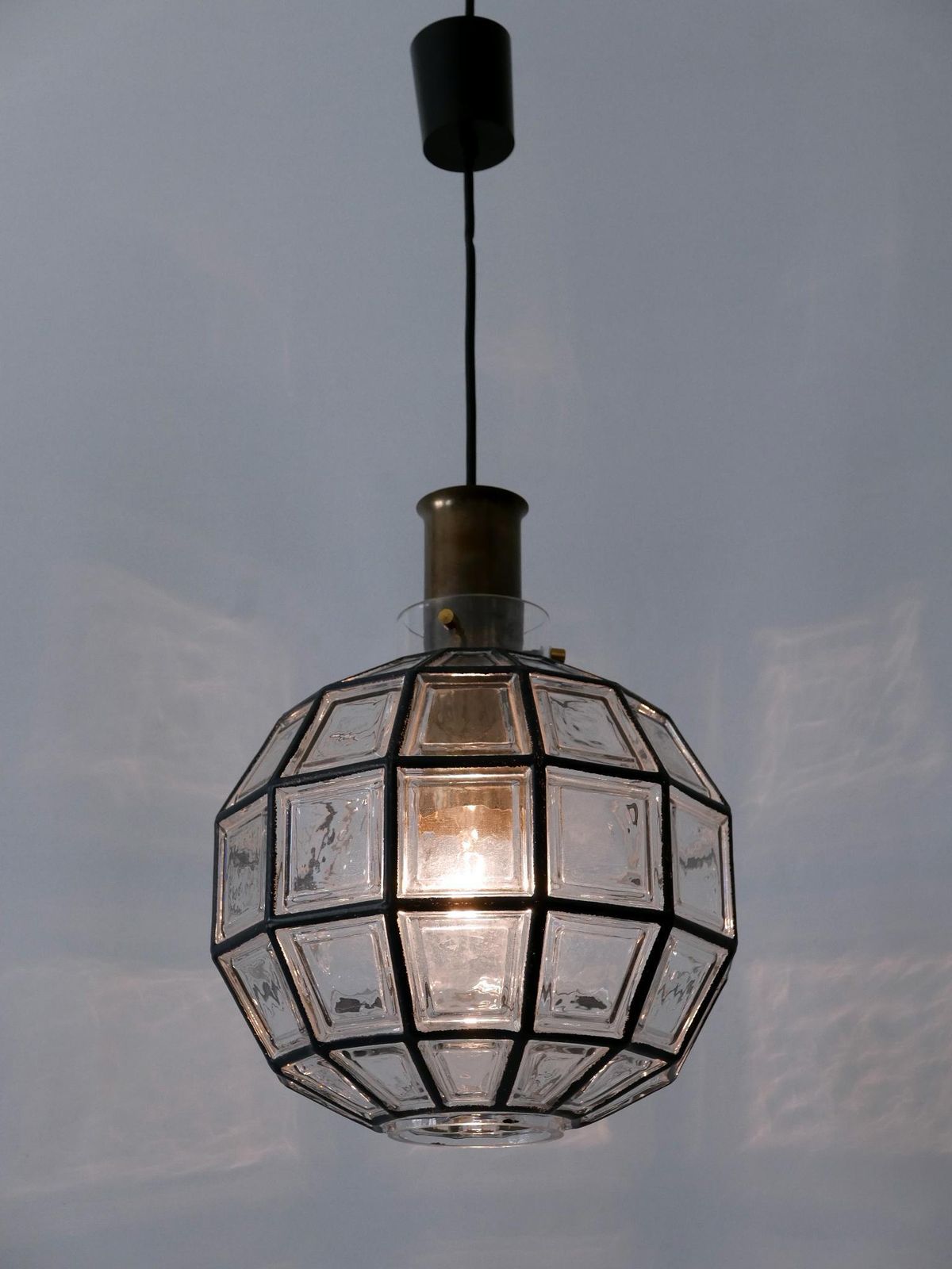 Large Mid Century Modern Pendant Lamp By Glashütte Limburg Germany 1960s photo vintage