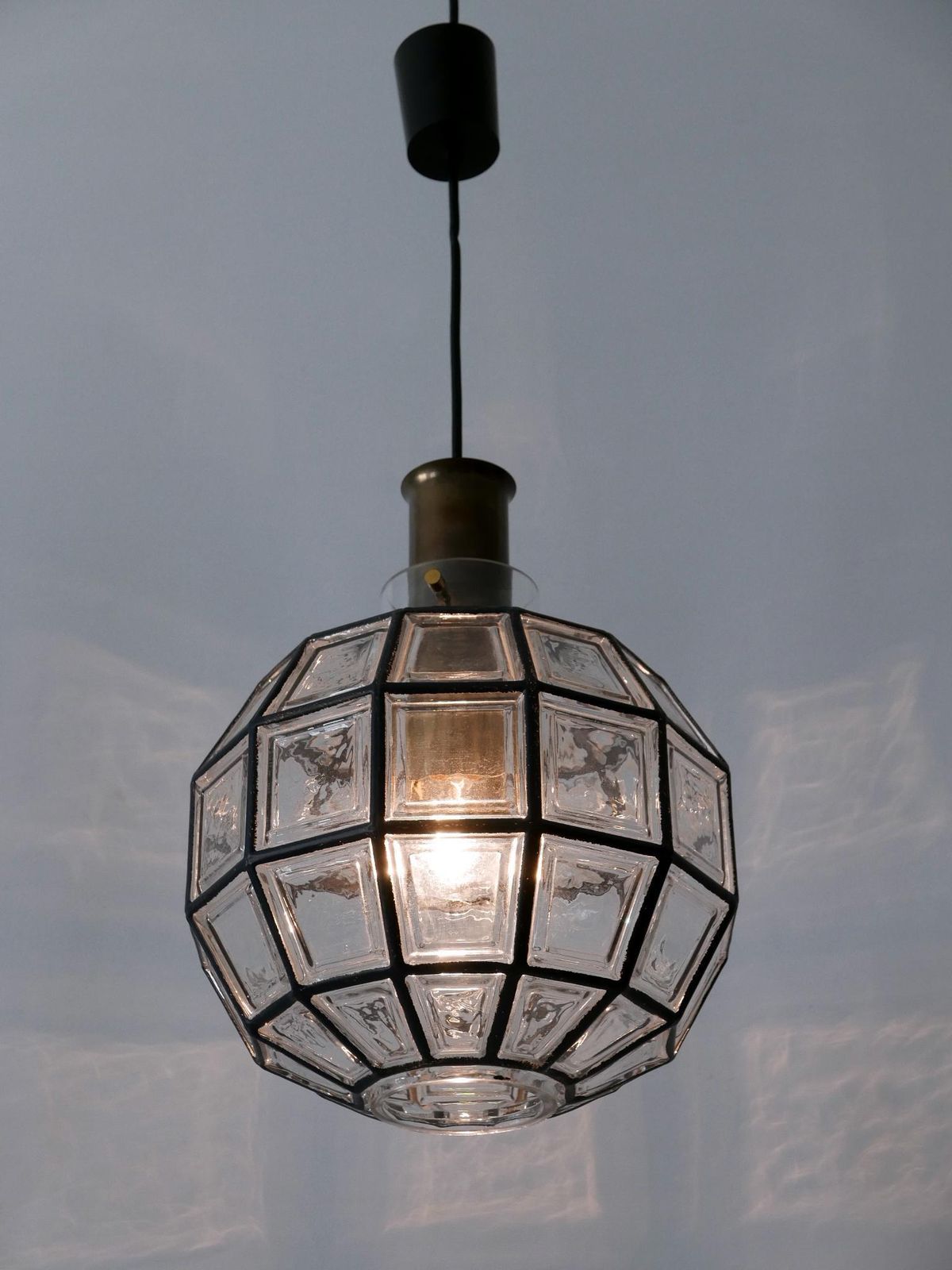 photo for sale Large Mid Century Modern Pendant Lamp By Glashütte Limburg Germany 1960s