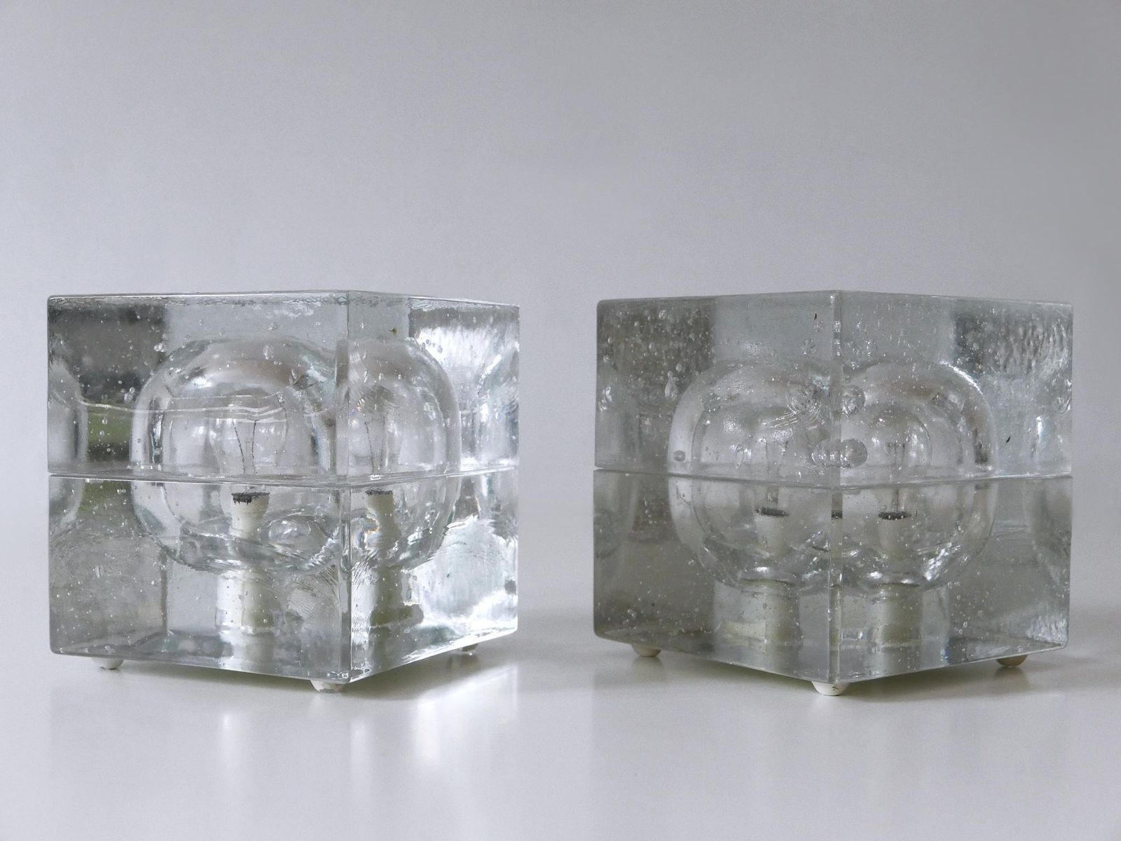 Set Of Two Hand Blown Cubic Table Lamps By Müller & Zimmer, 1970s, Germany photo for sale