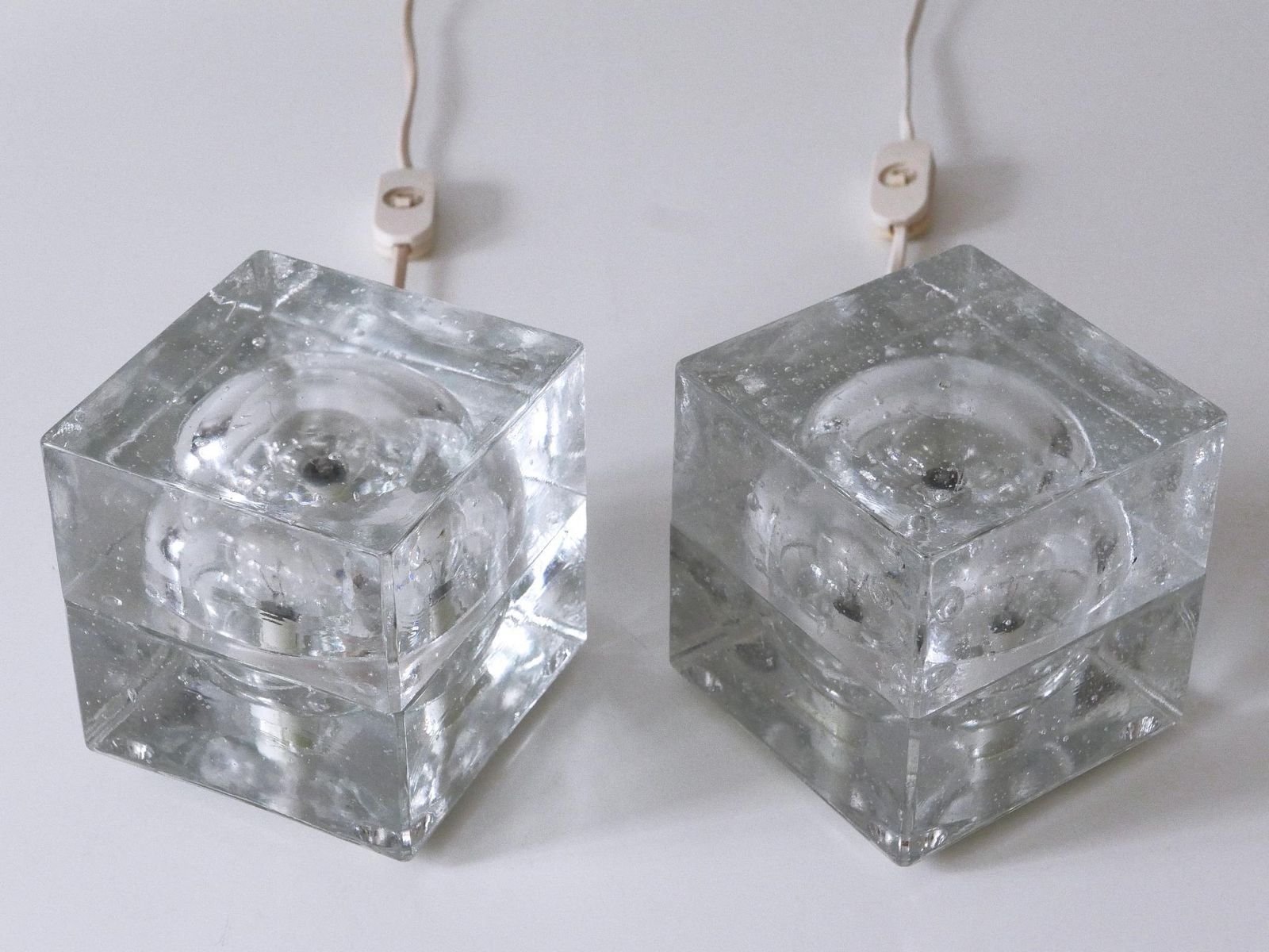 Set Of Two Hand Blown Cubic Table Lamps By Müller & Zimmer, 1970s, Germany photo 3098.0