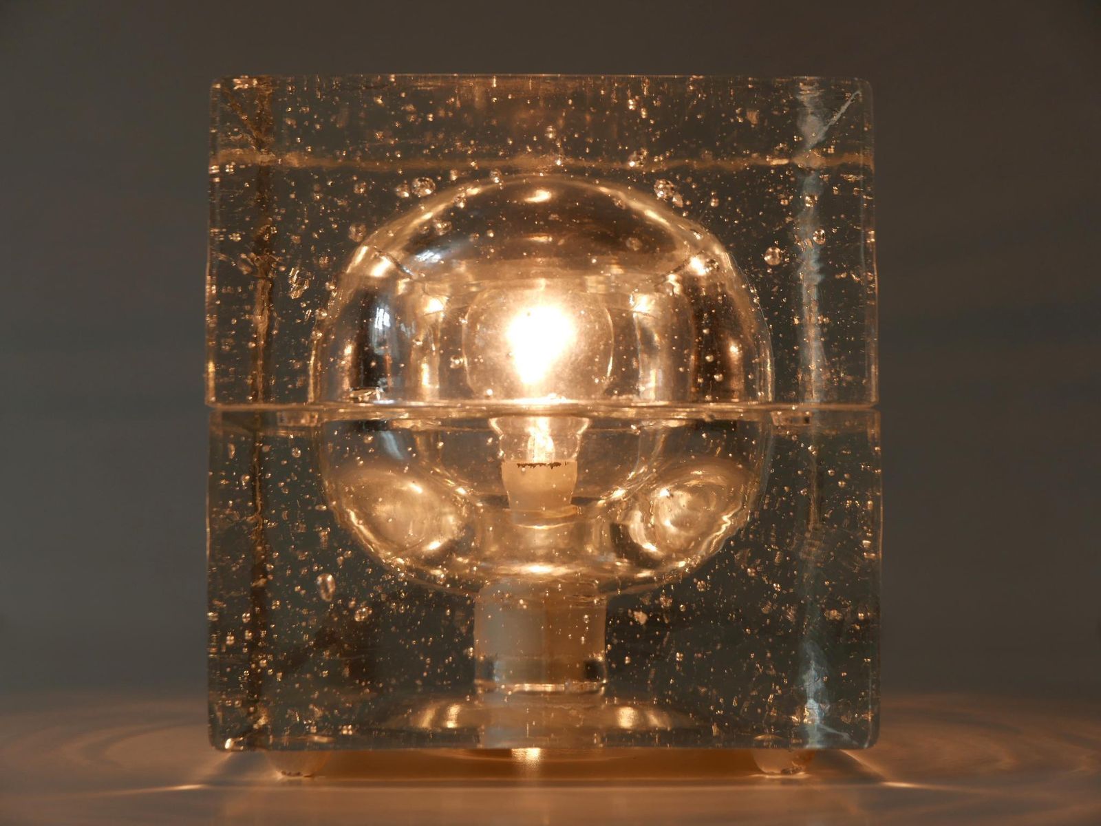 Set Of Two Hand Blown Cubic Table Lamps By Müller & Zimmer, 1970s, Germany photo vintage