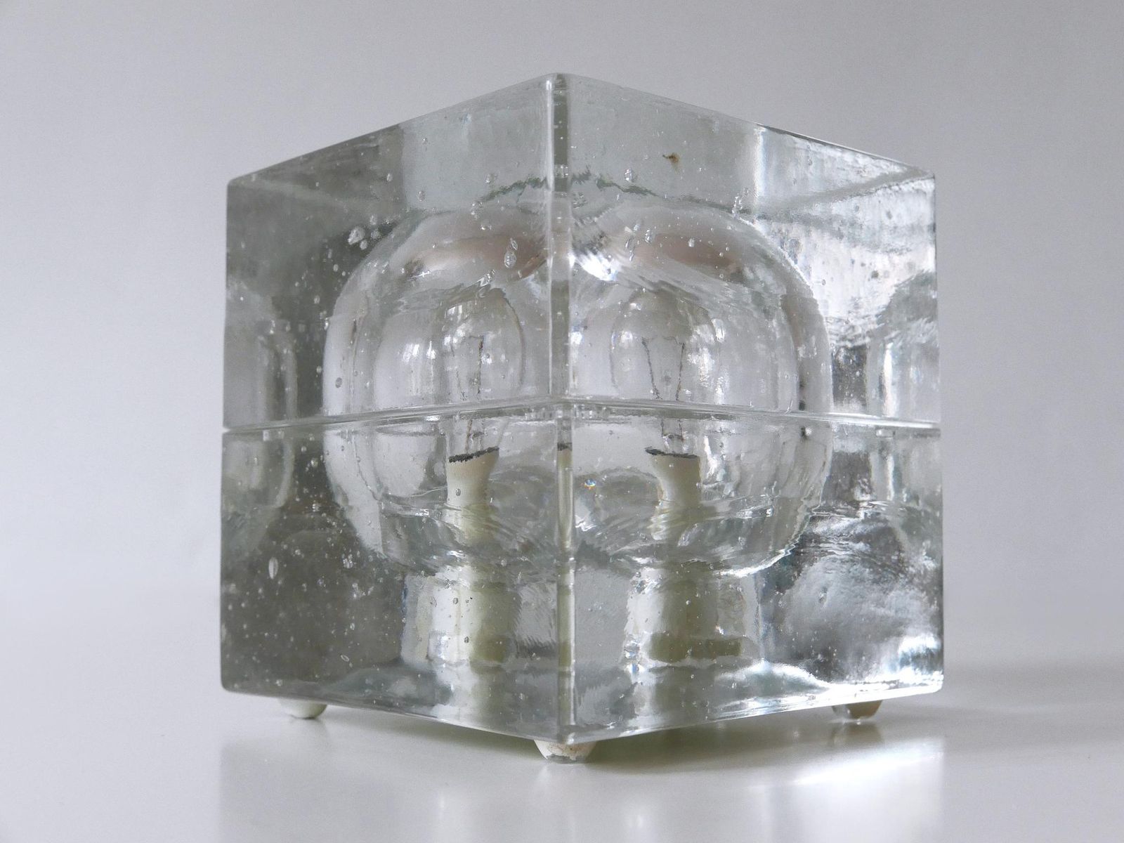 Lighting Set Of Two Hand Blown Cubic Table Lamps By Müller & Zimmer, 1970s, Germany photo