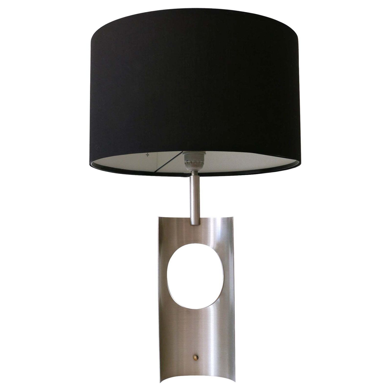 Rare & Elegant Mid Century Modern Brushed Aluminum Table Lamp France 1970s
