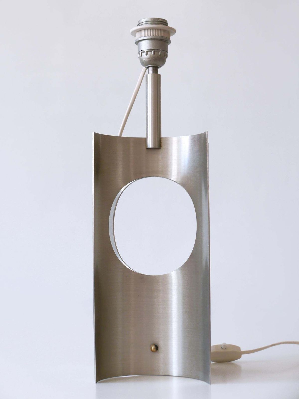 photo buy Rare & Elegant Mid Century Modern Brushed Aluminum Table Lamp France 1970s