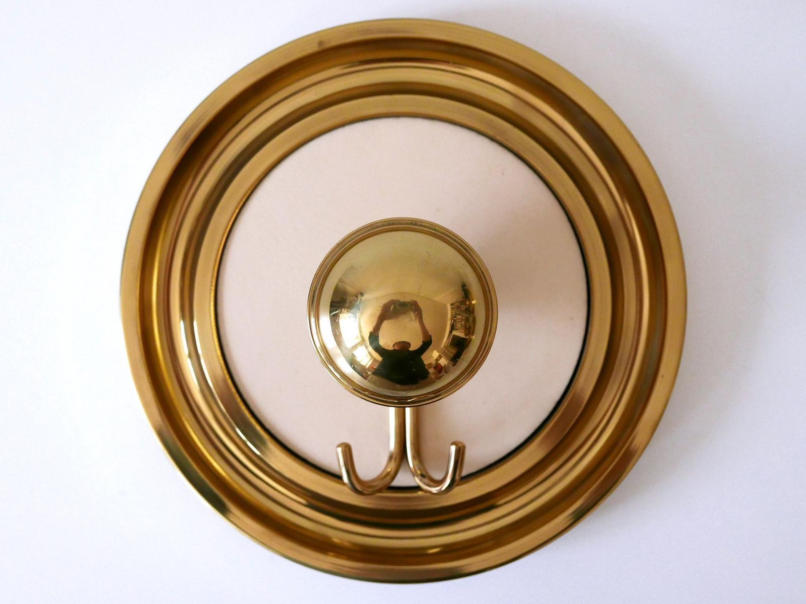 Set Of Three Large Mid Century Modern Brass Coat Hooks Or Wall Wardrobes 1960s photo 3249.0