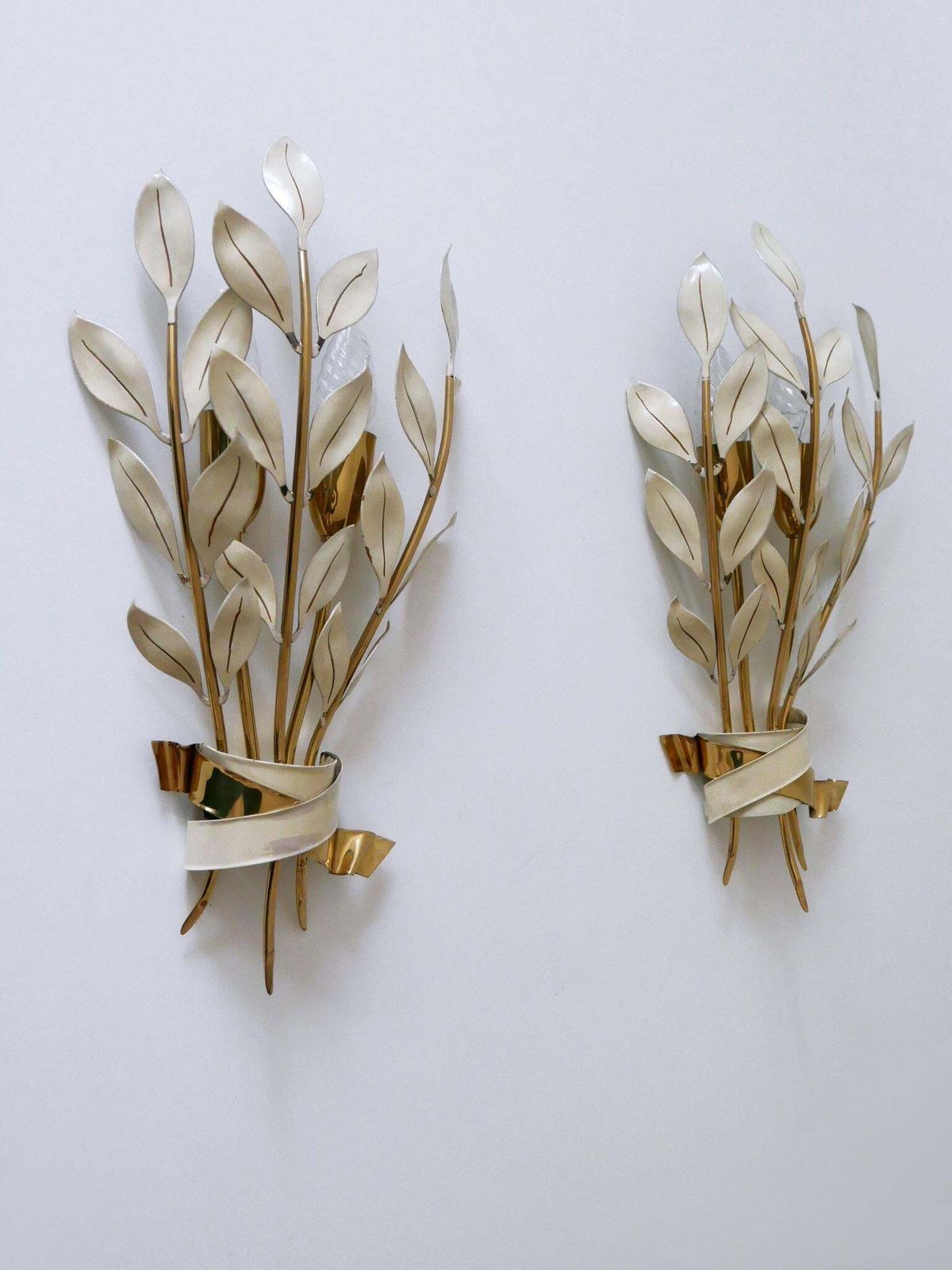 photo for sale Set Of Two Rare 'Laurel Bouquet' Sconces By Vereinigte Werkstätten München 1950
