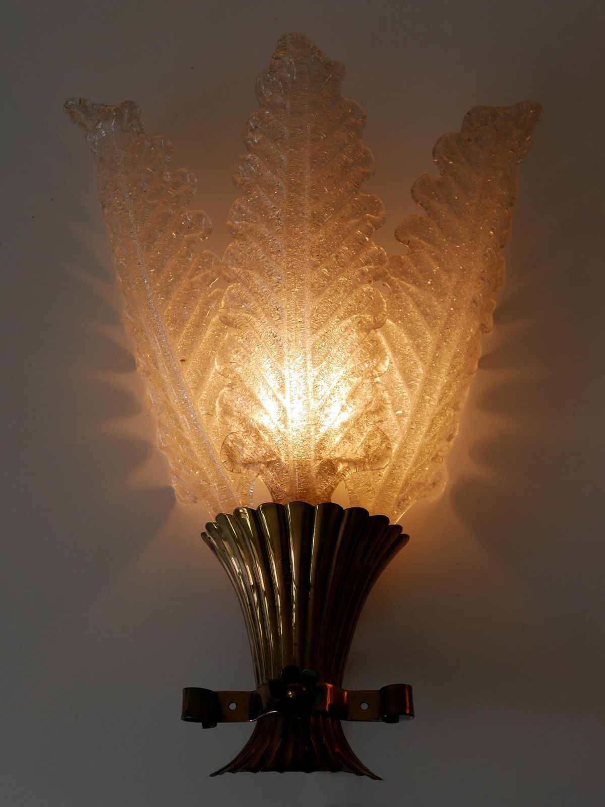 photo for sale Set Of Two Rare Mid Century Modern Murano Glass Sconces By Barovier & Toso Italy