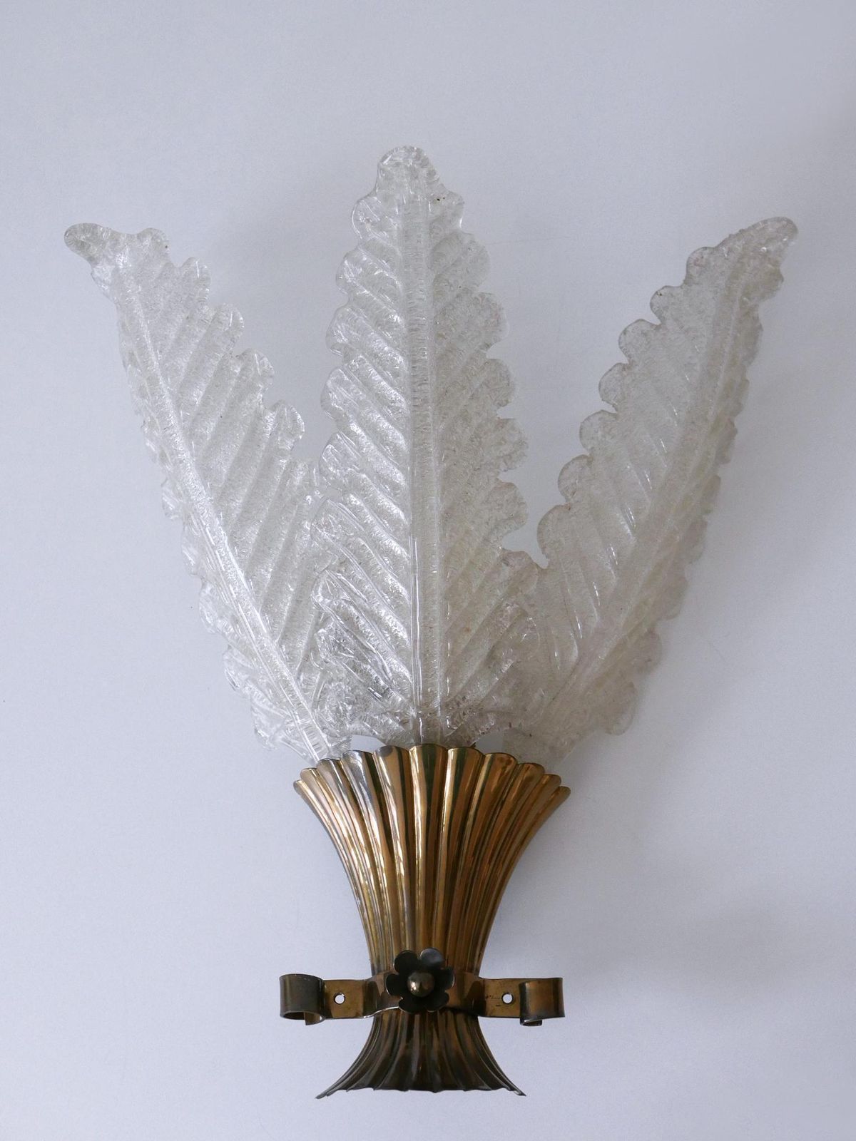 Lighting Set Of Two Rare Mid Century Modern Murano Glass Sconces By Barovier & Toso Italy photo