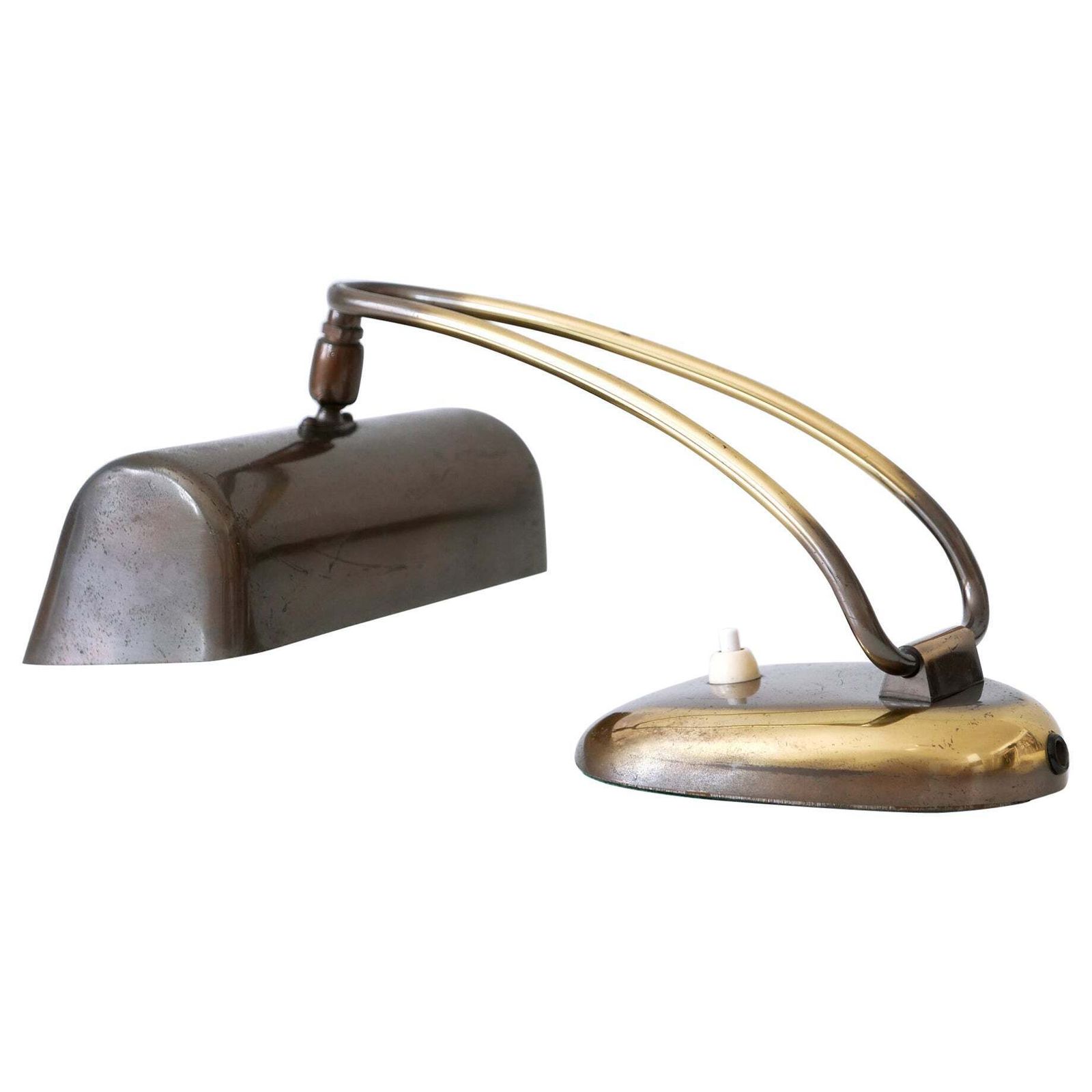 Rare & Elegant Mid Century Modern Brass Piano Lamp Or Desk Light Germany 1950s