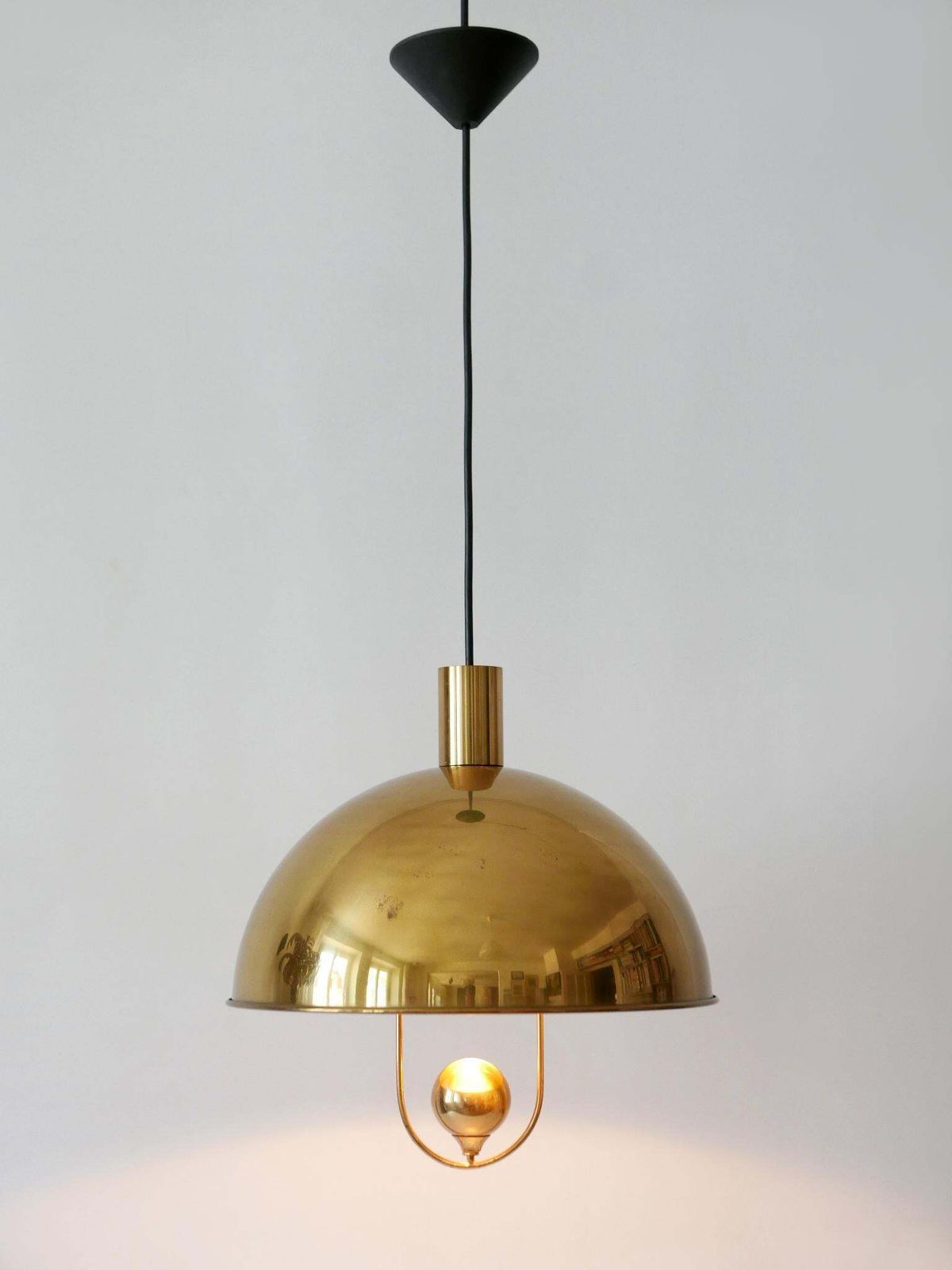 Elegant Mid Century Modern Brass Pendant Lamp By Florian Schulz Germany 1970s photo Lighting