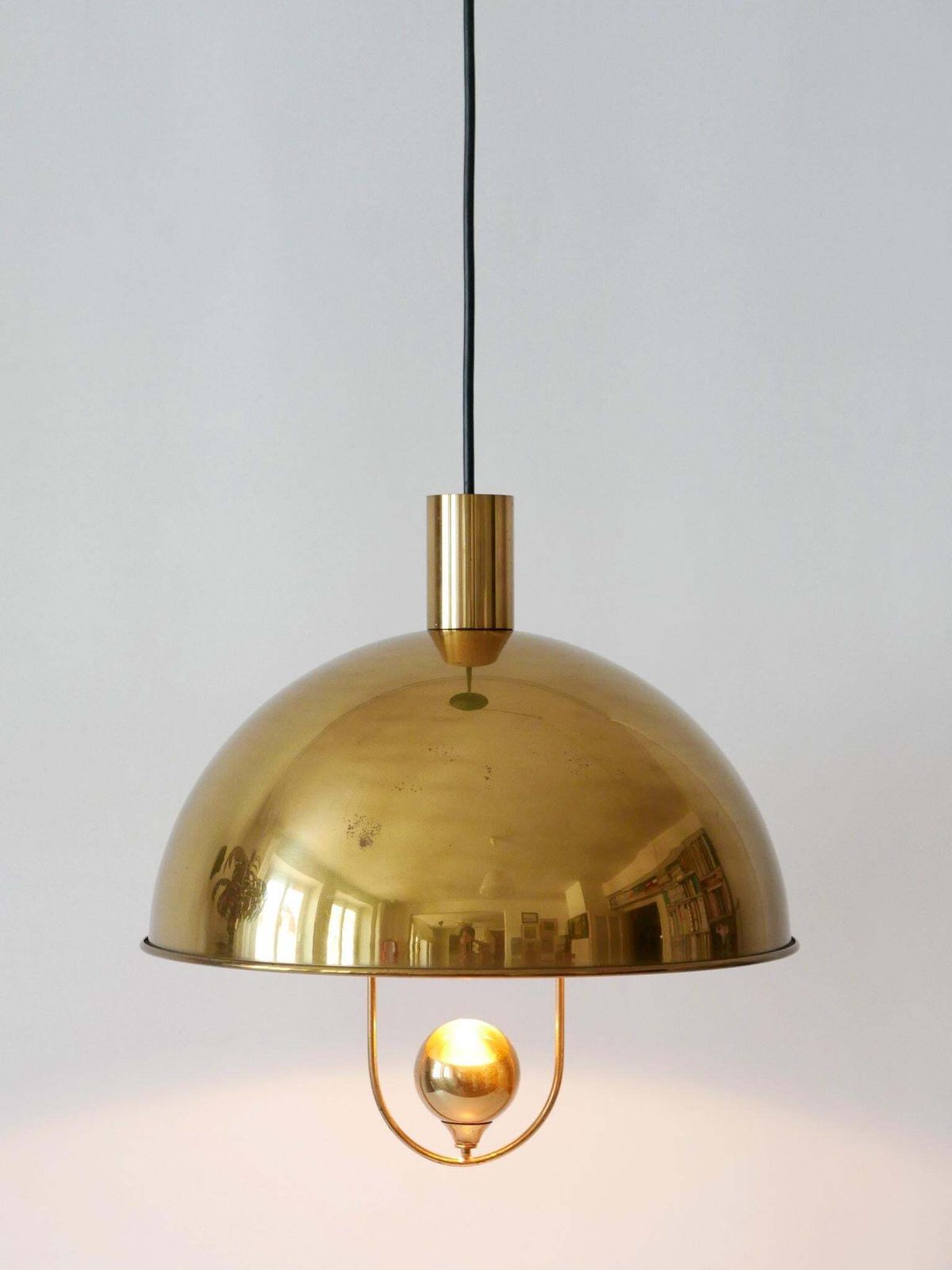 Elegant Mid Century Modern Brass Pendant Lamp By Florian Schulz Germany 1970s photo 3097.0