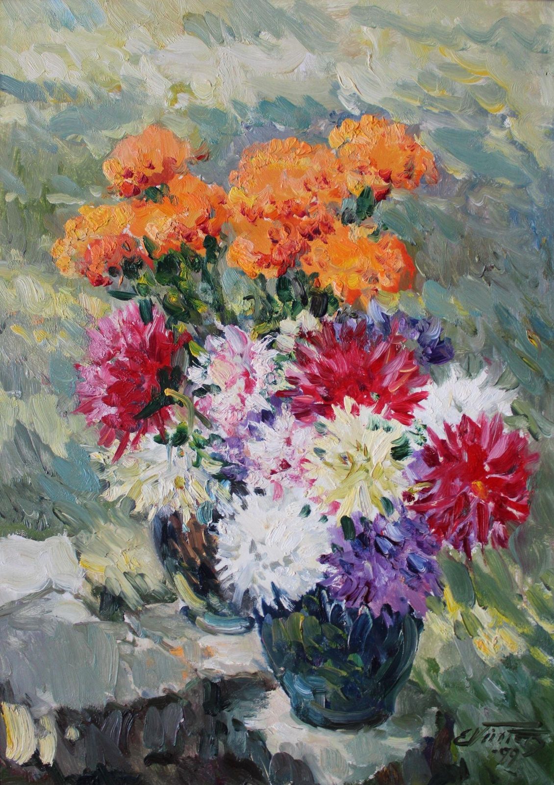 Edgars Vintersautumn Flowers. Cardboard, Oil, 70x50 Cm1999
