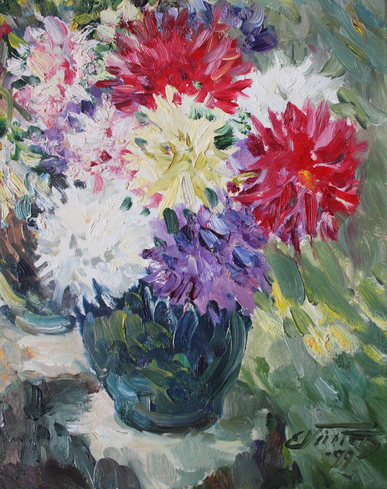 Edgars Vintersautumn Flowers. Cardboard, Oil, 70x50 Cm1999 photo Art