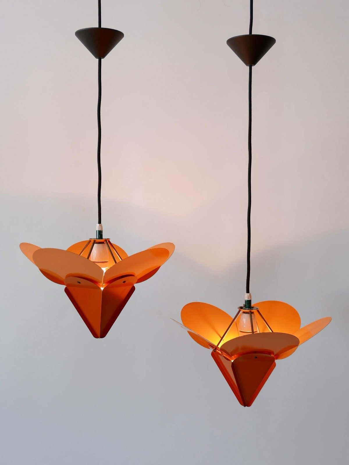 Set Of Two Unique Tivoli Flower Pendant Lamps By Simon Poul Henningsen 1958 photo Lighting