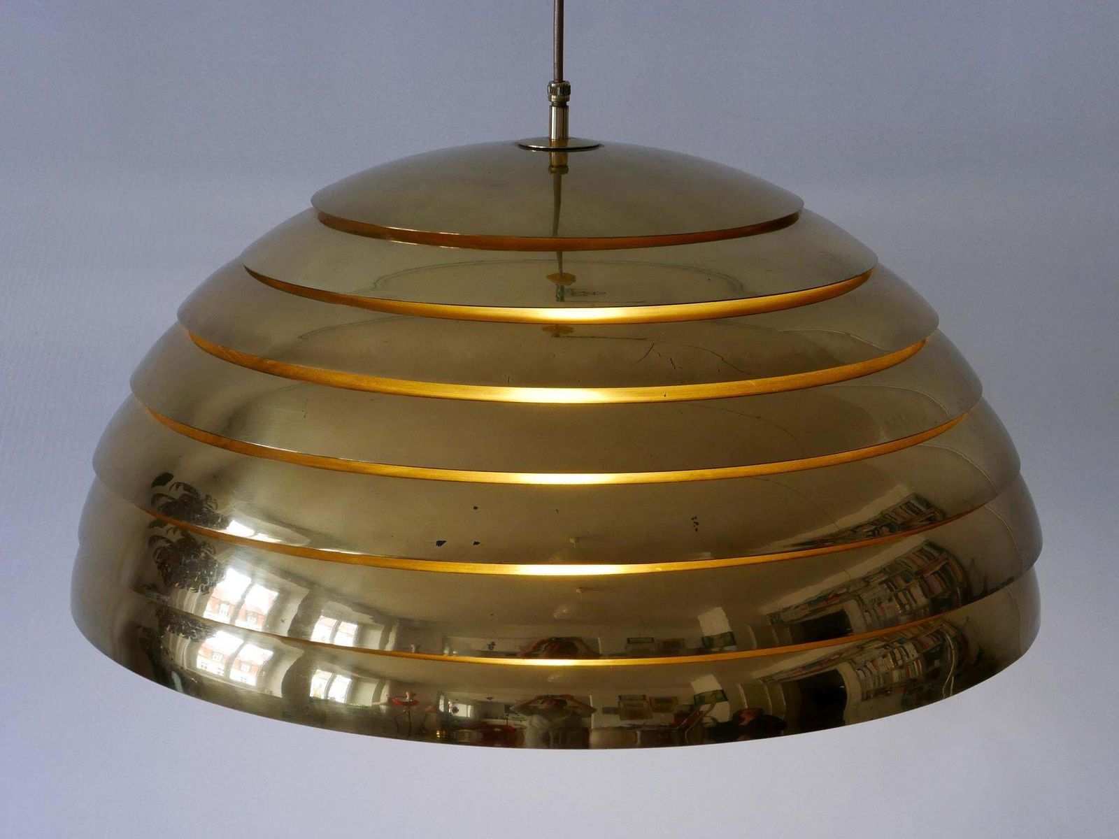 Large Mid Century Modern Pendant Lamp By Vereinigte Werkstätten Germany 1960s photo furniture