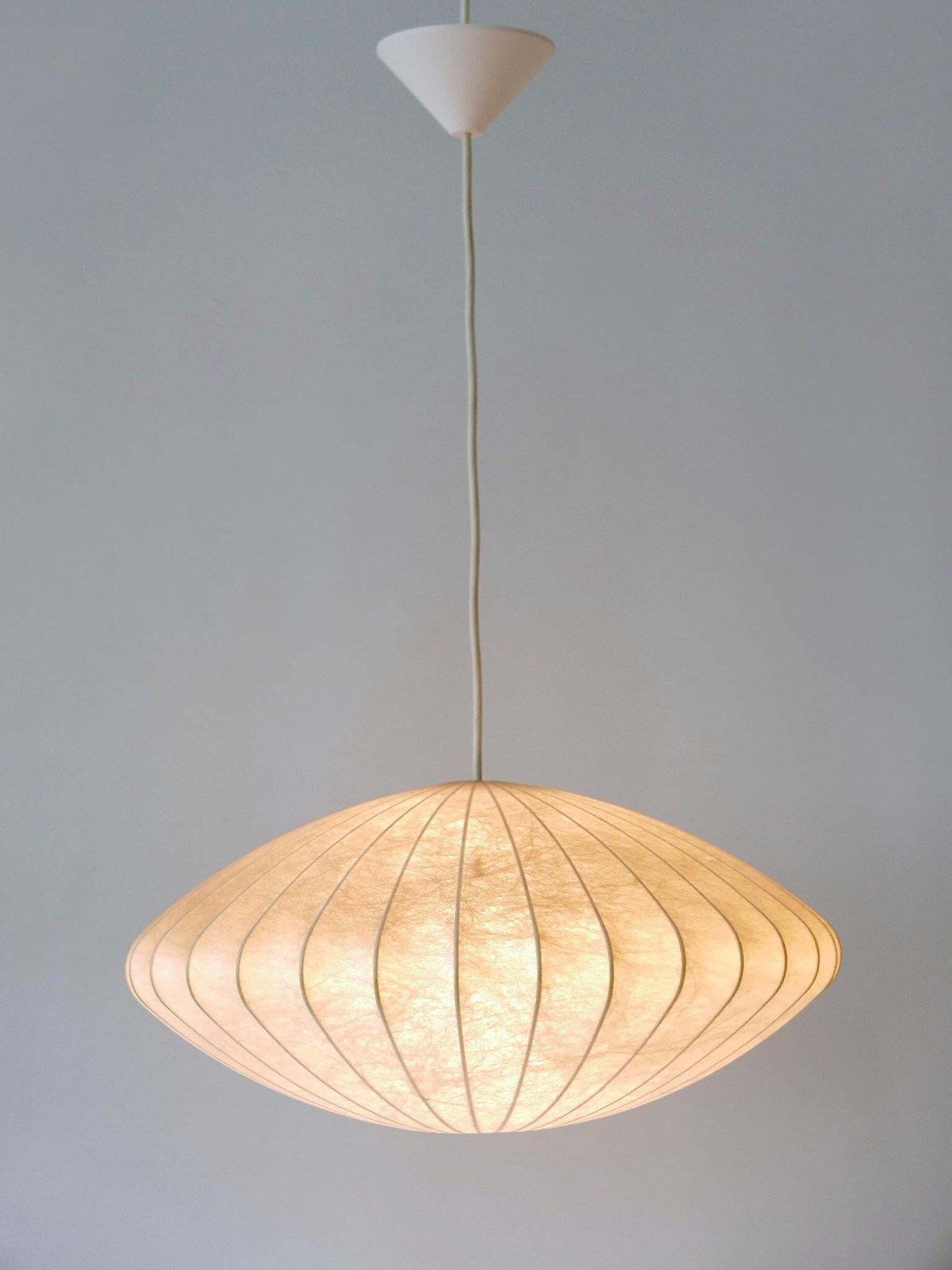 Rare Mid Century Modern Cocoon Pendant Lamp Or Hanging Light By Goldkant 1960s photo vinterior