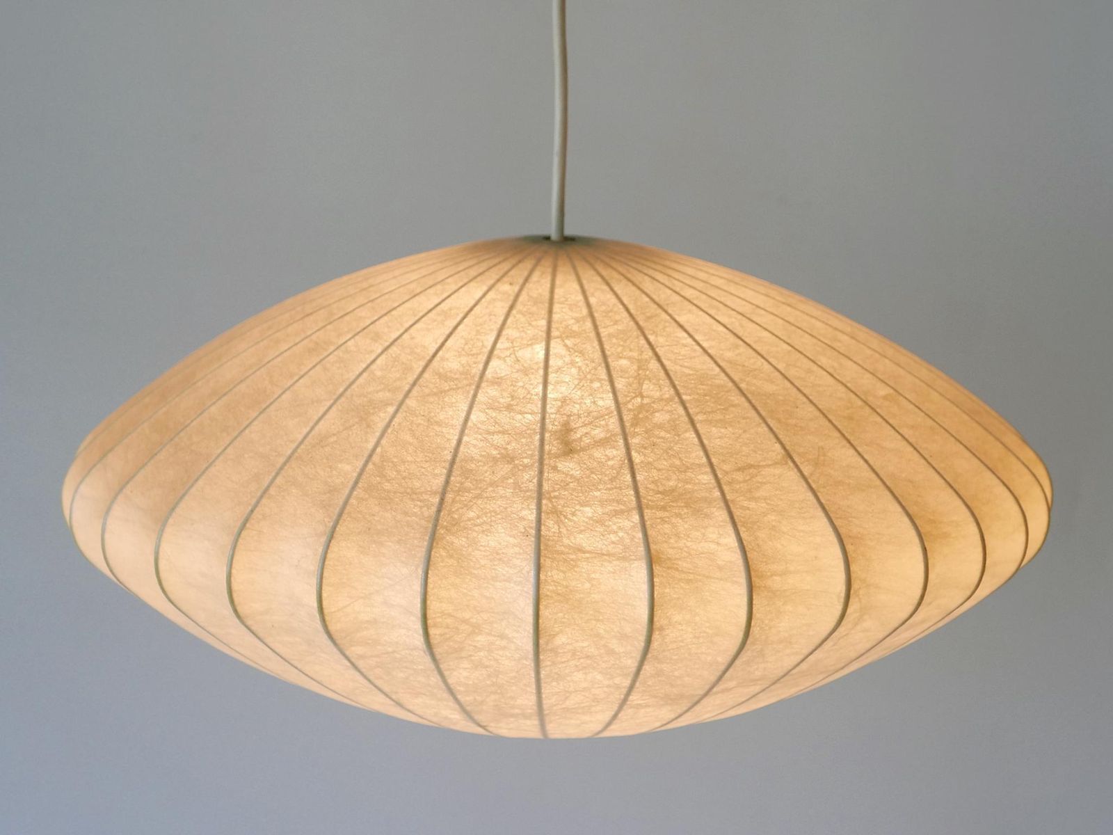 Lighting Rare Mid Century Modern Cocoon Pendant Lamp Or Hanging Light By Goldkant 1960s photo