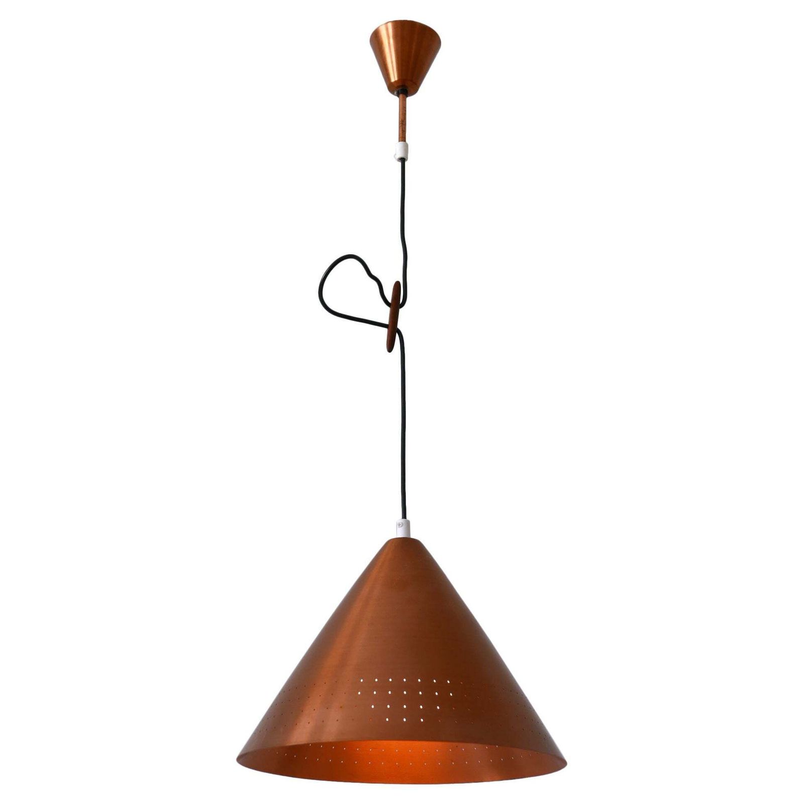 Rare Mid Century Modern Scandinavian Copper Pendant Lamp Or Hanging Light  1960s
