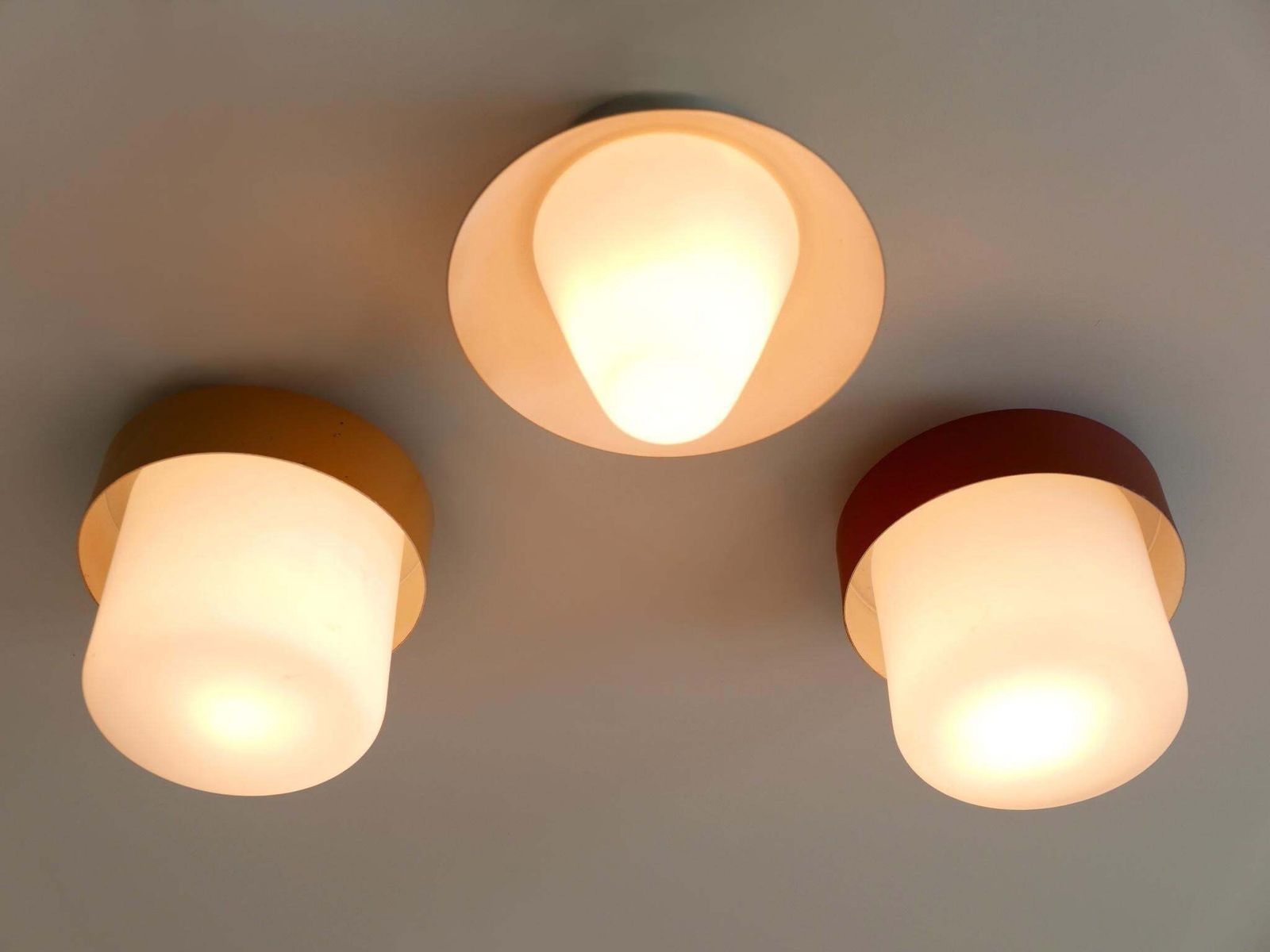 photo for sale Set Of Three Rare & Lovely Ceiling Fixtures Or Flush Mounts Germany 1960s