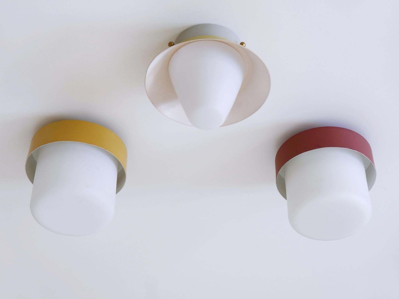 photo vinterior Set Of Three Rare & Lovely Ceiling Fixtures Or Flush Mounts Germany 1960s