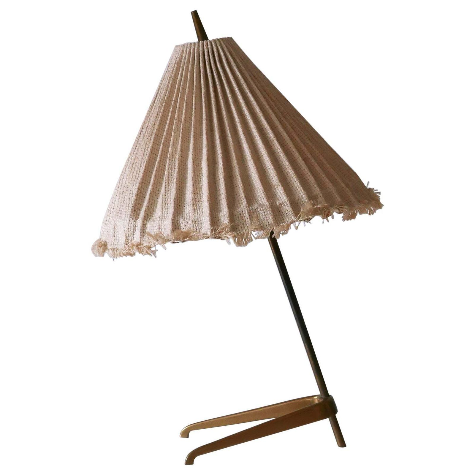 Rare Mid Century Modern Brass Crowfoot Table Lamp By J.T. Kalmar Austria 1950s