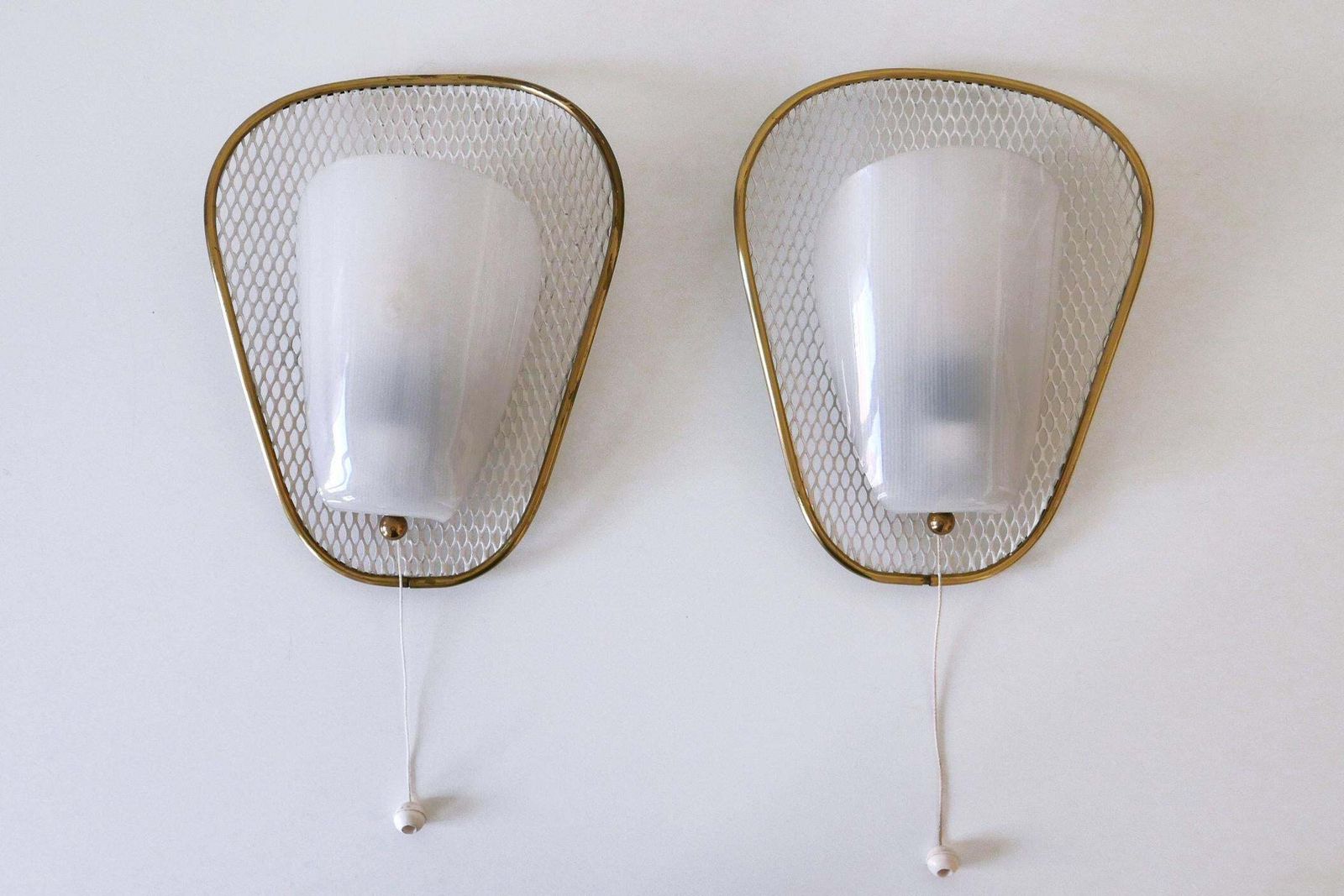 Set Of Two Rare & Elegant Mid Century Modern Sconces Or Wall Lamps Germany 1950s photo buy
