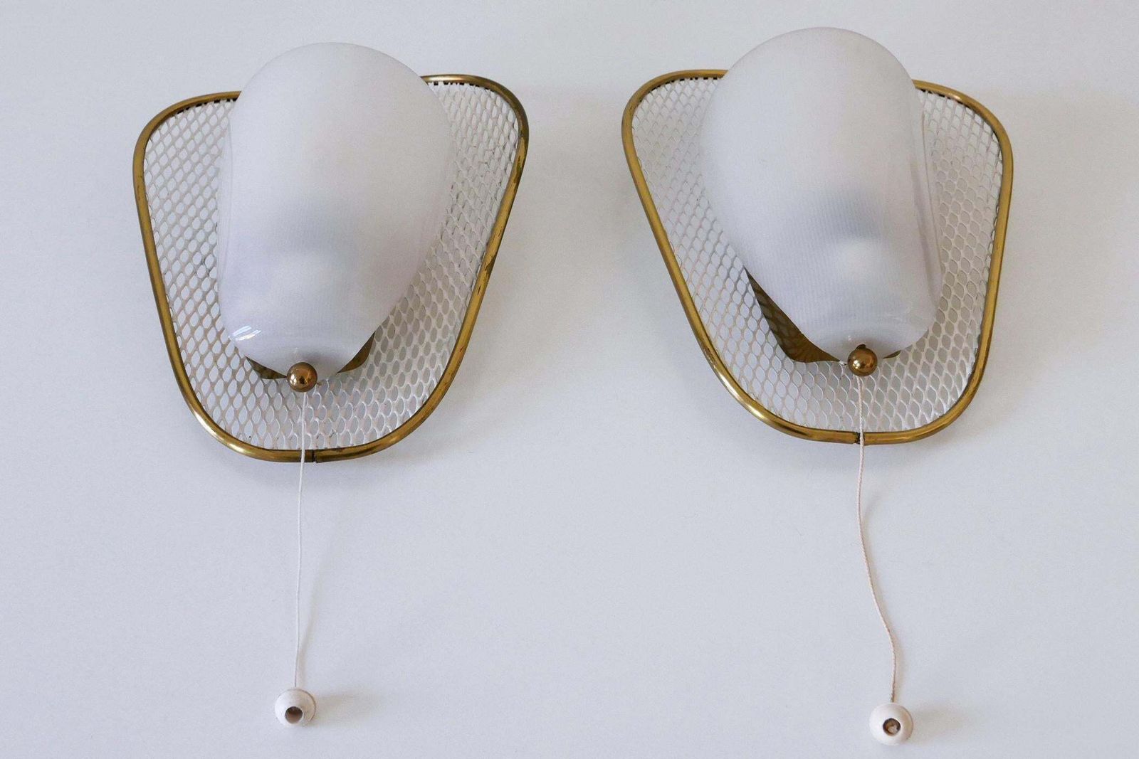 photo for sale Set Of Two Rare & Elegant Mid Century Modern Sconces Or Wall Lamps Germany 1950s