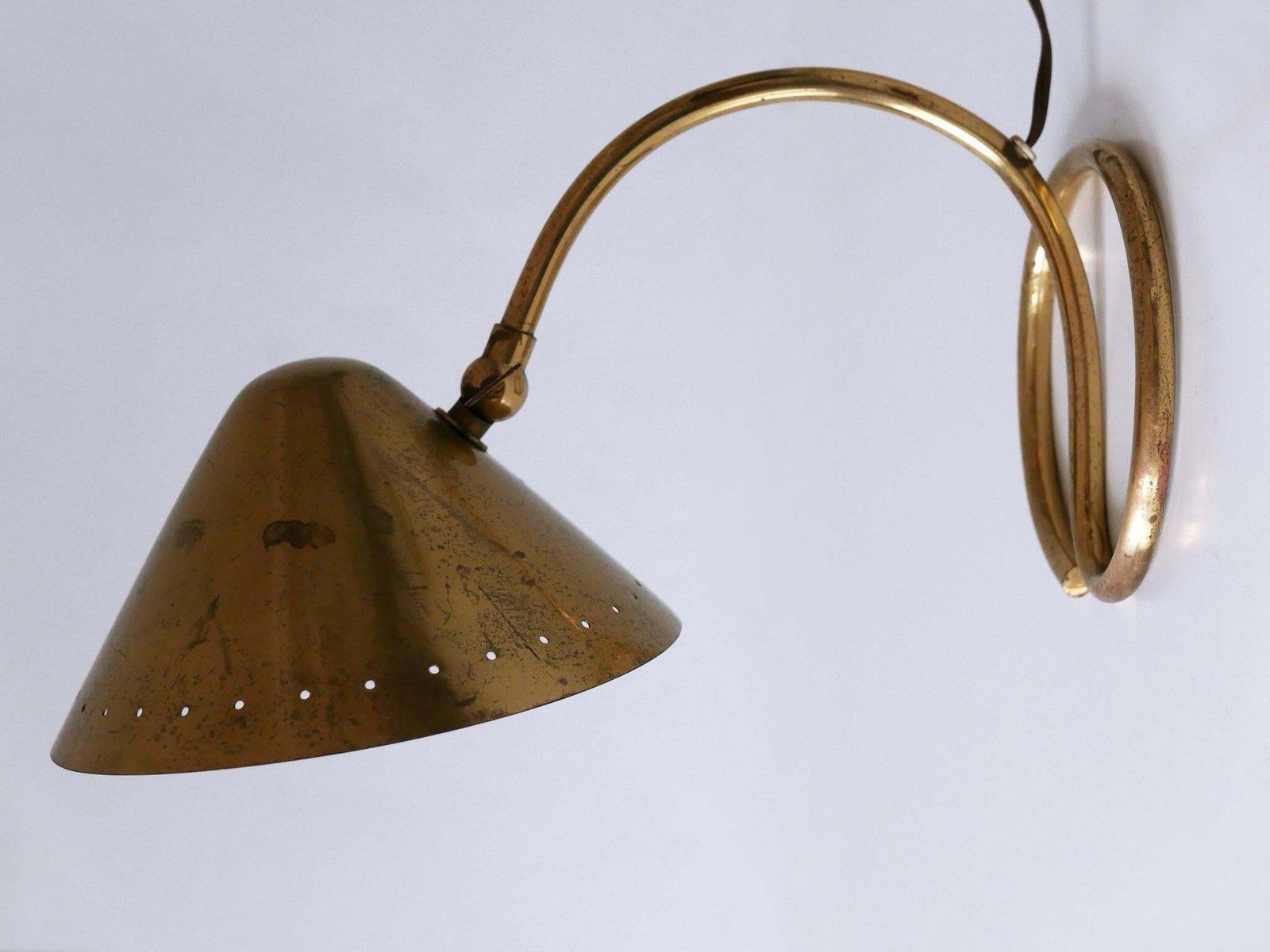 1991.0 Rare And Lovely Mid Century Modern Brass Table Lamp Or Wall Light Sweden 1950s photo