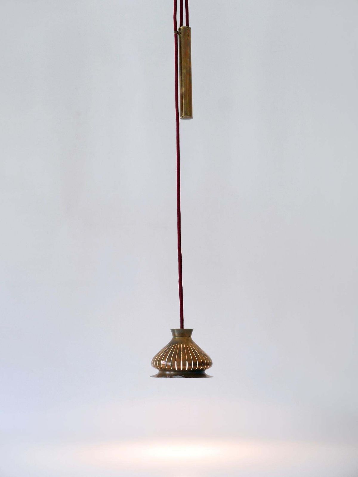 photo furniture Extremely Rare Mid Century Modern Counterweight Brass Pendant Lamp Germany 1950s