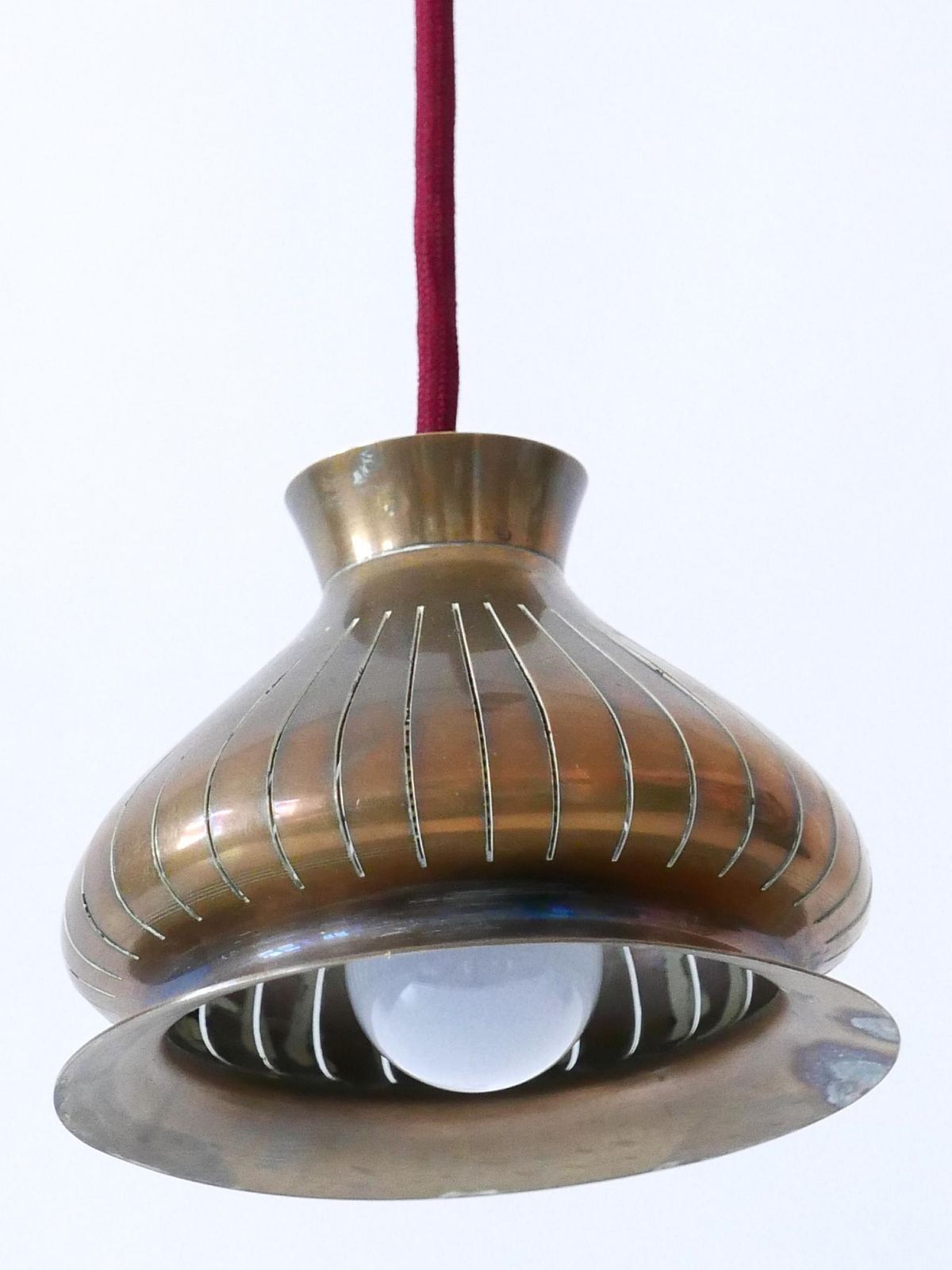 photo vintage Extremely Rare Mid Century Modern Counterweight Brass Pendant Lamp Germany 1950s