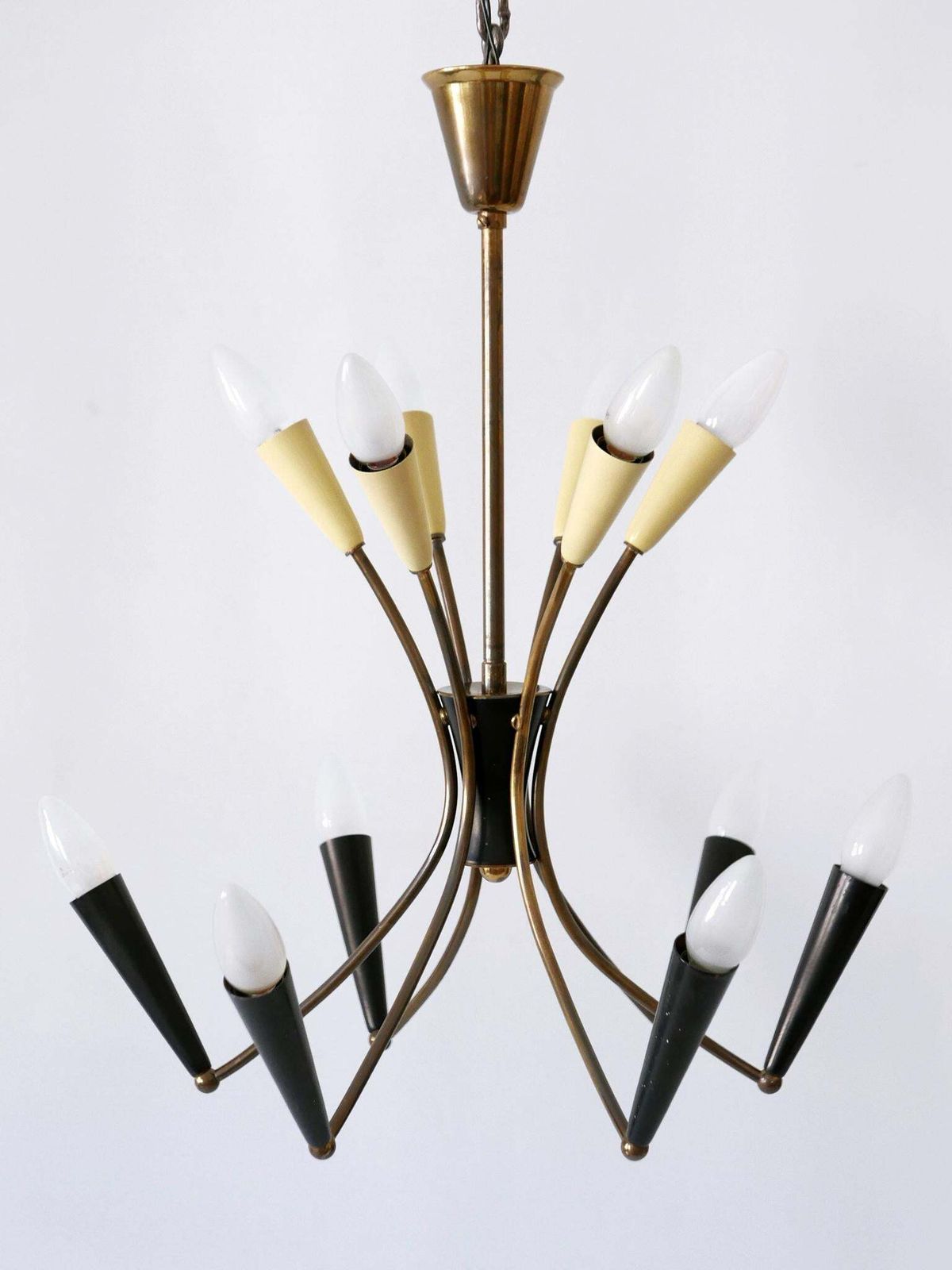 Lovely Mid Century Modern 12 Flamed Sputnik Chandelier Germany 1950s photo for sale