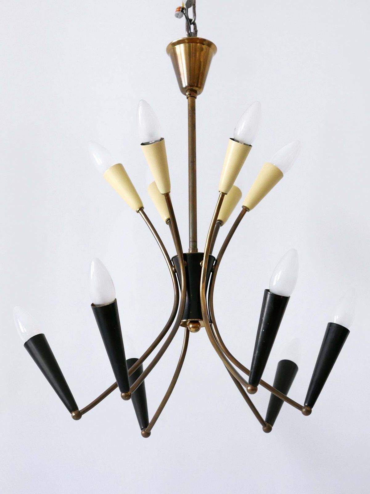 Lovely Mid Century Modern 12 Flamed Sputnik Chandelier Germany 1950s photo Lighting