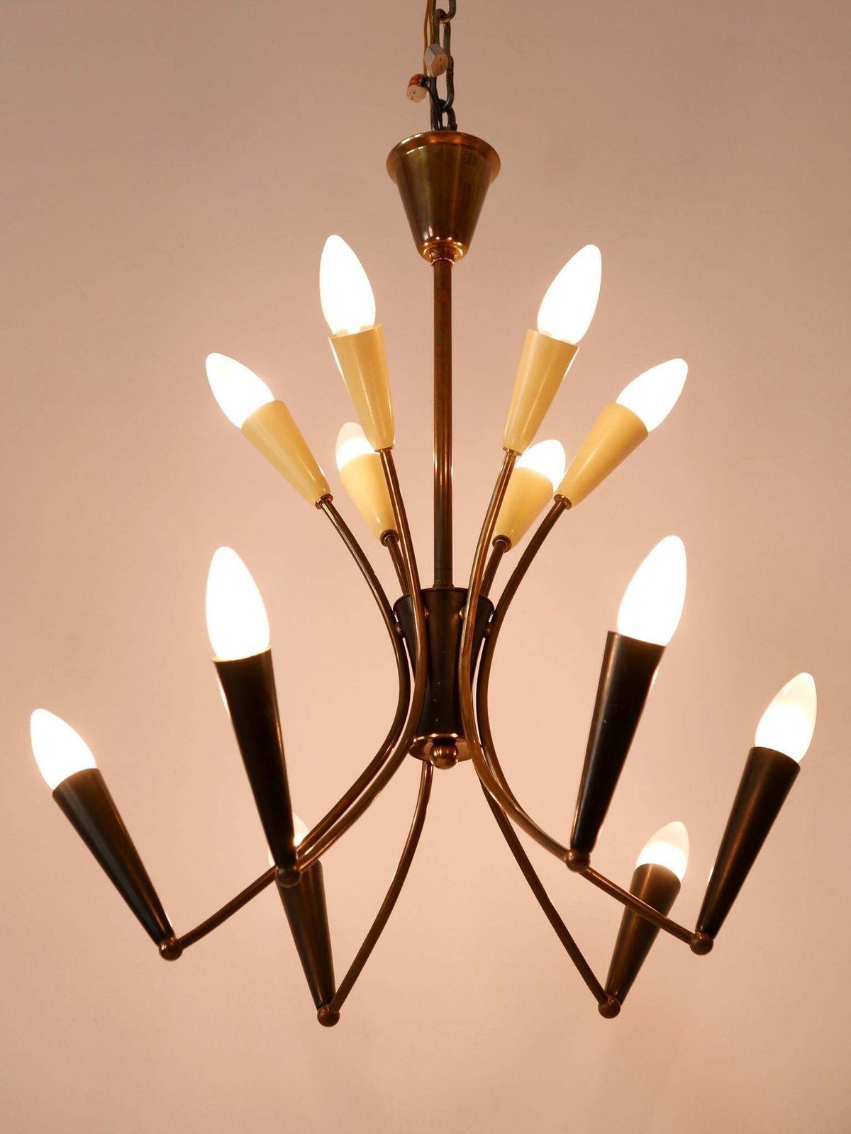 Lovely Mid Century Modern 12 Flamed Sputnik Chandelier Germany 1950s photo buy