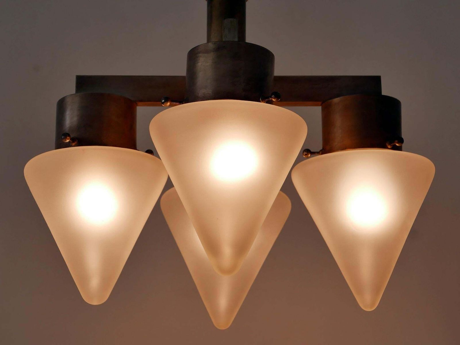 Elegant Four Flamed Art Deco Chandelier Or Ceiling Lamp Germany 1930s photo buy