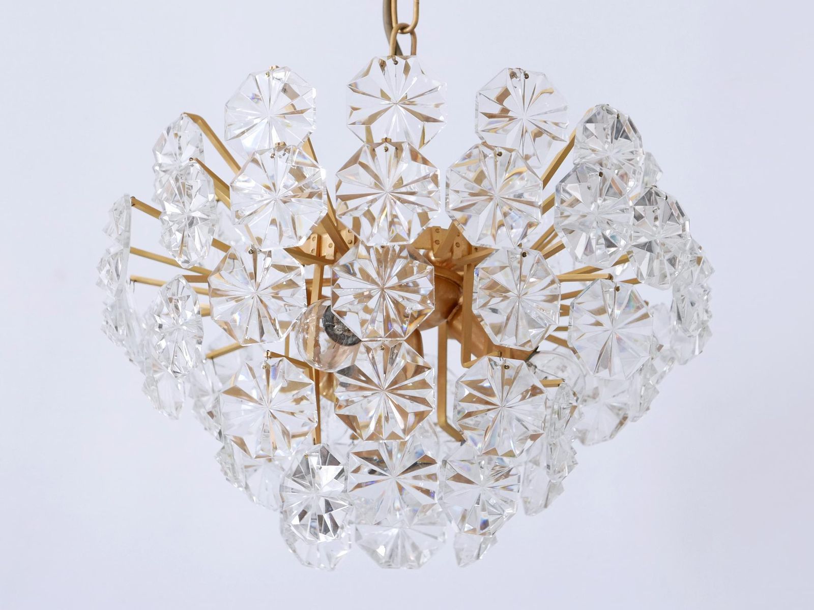 Elegant Mid Century Modern Crystal Chandelier By Christoph Palme Germany 1970s photo vintage