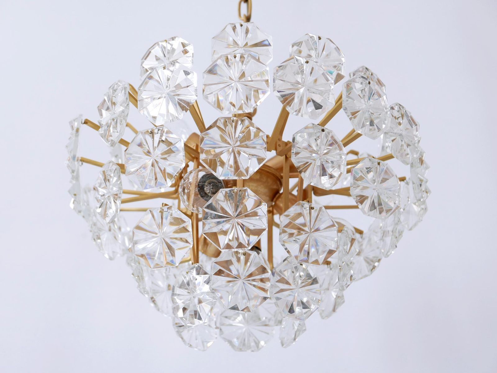 Lighting Elegant Mid Century Modern Crystal Chandelier By Christoph Palme Germany 1970s photo