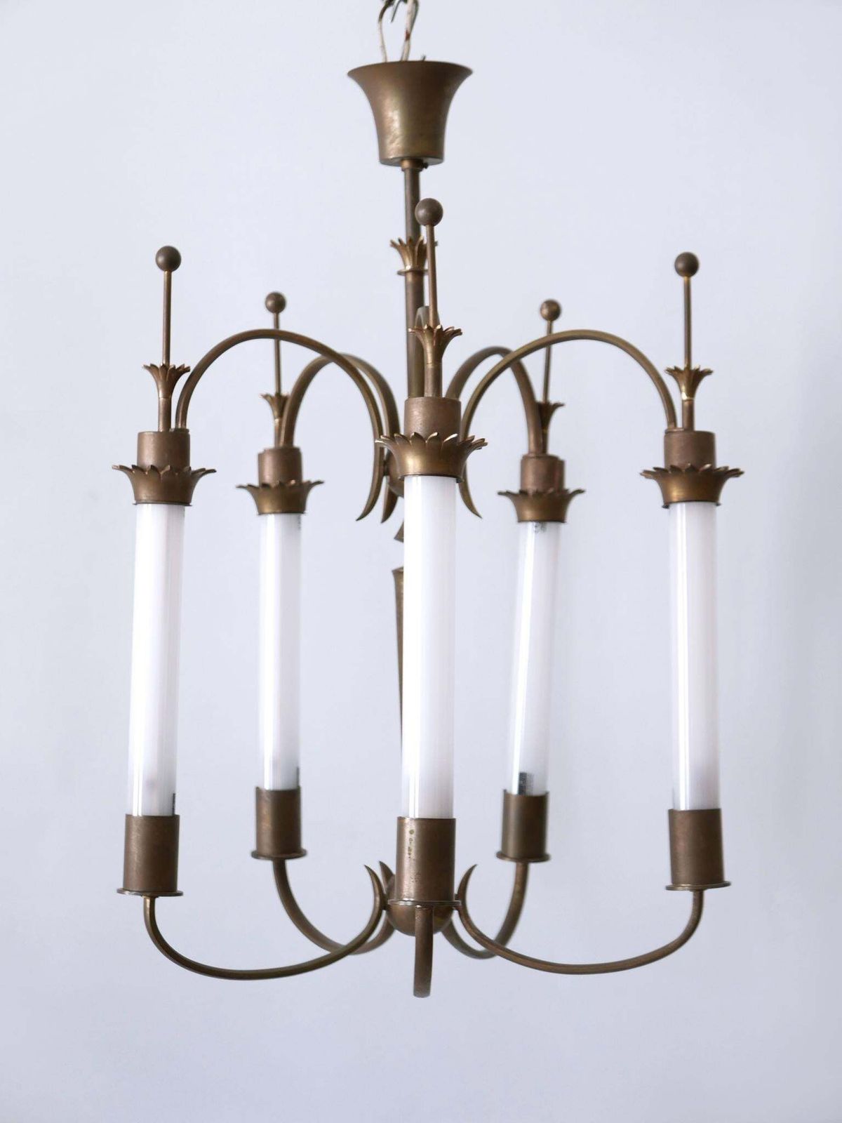 Exceptional Five Flamed Art Deco Chandelier Or Ceiling Lamp Germany 1930s photo for sale