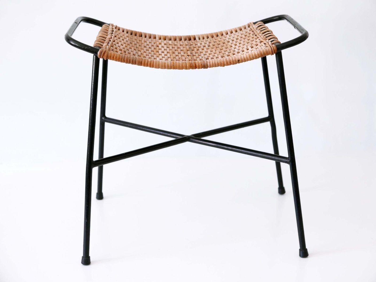 photo furniture Set Of Two Lovely Mid Century Modern Rattan Stools Germany 1960s
