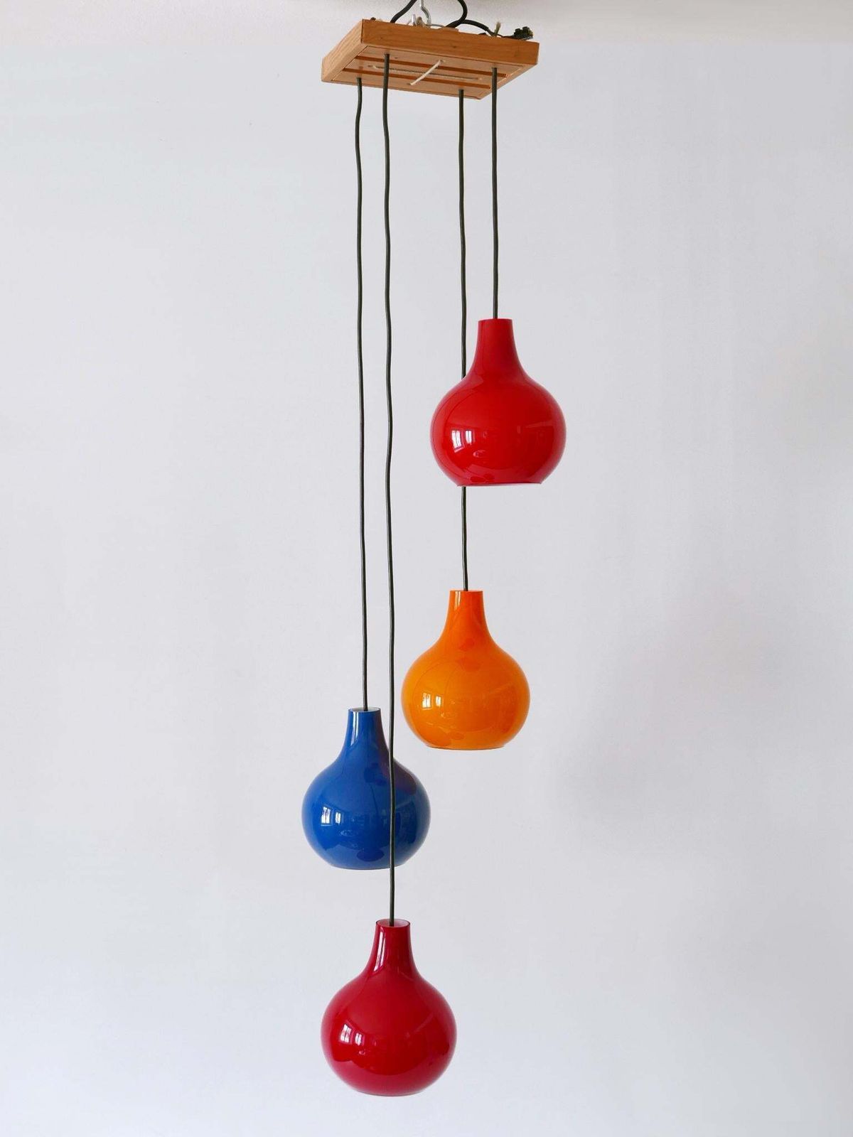 Amazing Four Flamed Cascading Pendant Lamp By Peill & Putzler Germany 1970s photo buy