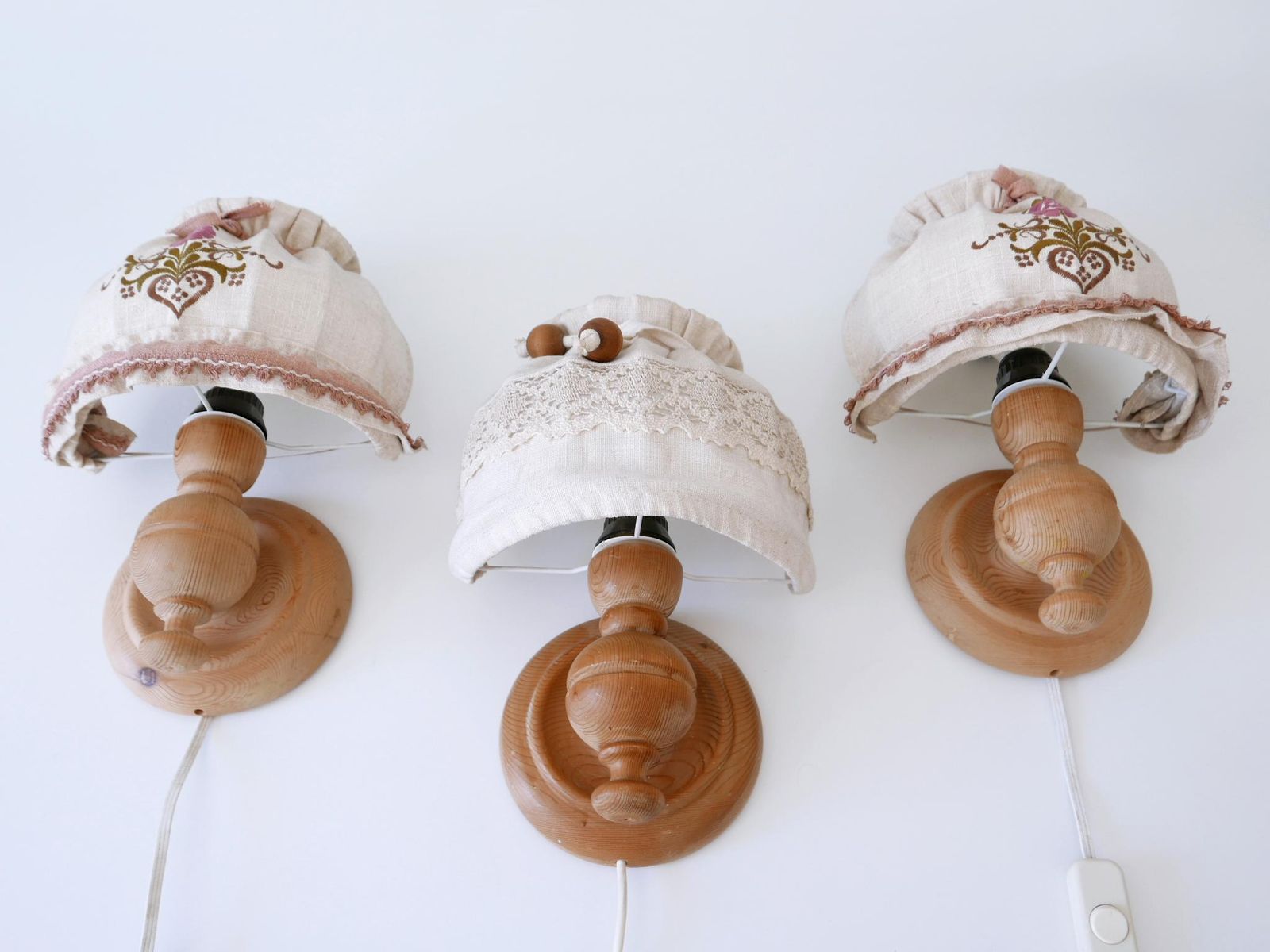 Set Of Three Mid Century Modern Pine Rustic Sconces Or Wall  Lamps Sweden 1960s photo Lighting