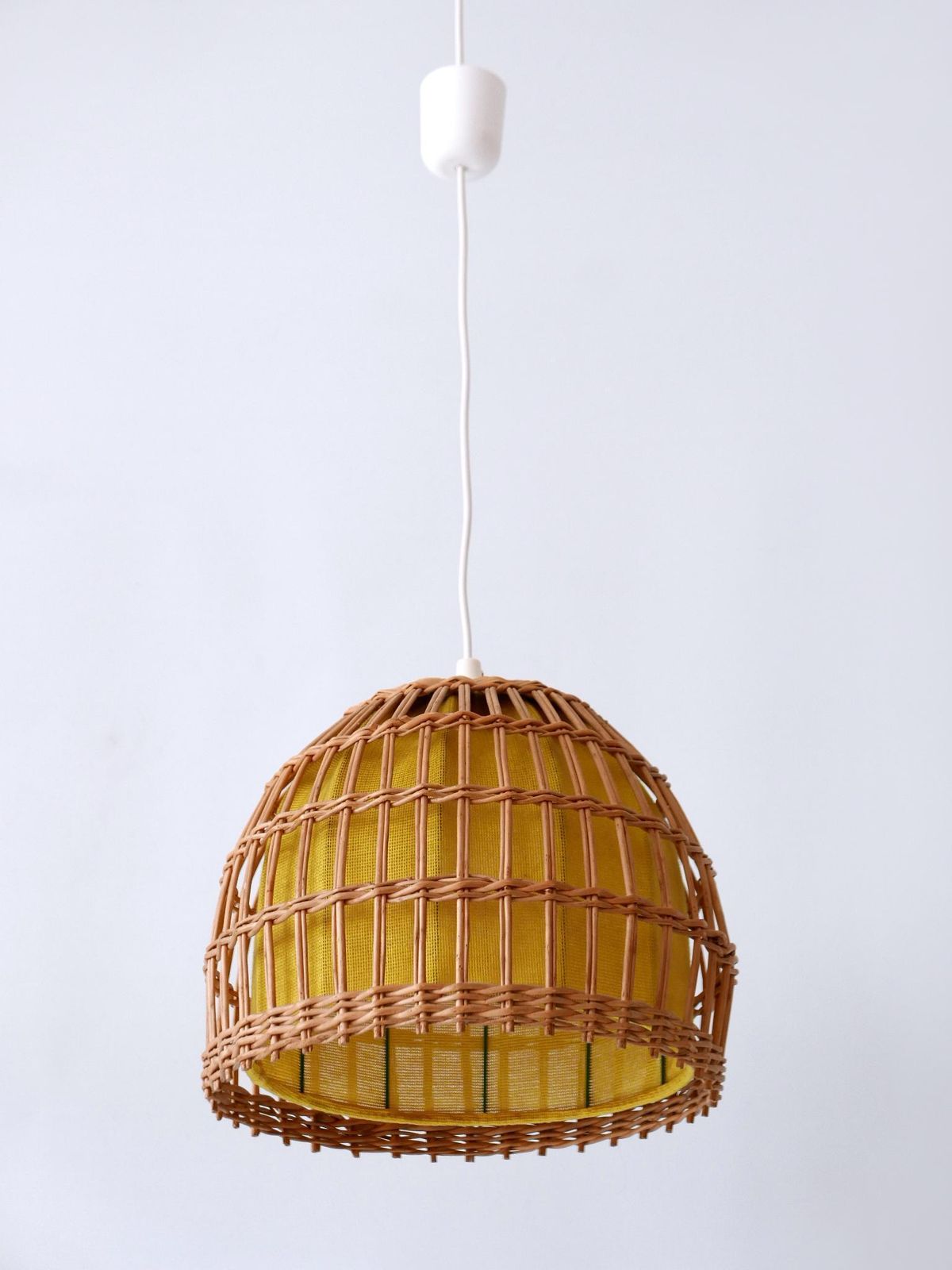 Mid Century Modern Rattan Pendant Lamp Or Hanging Light Germany 1960s photo 1992.0