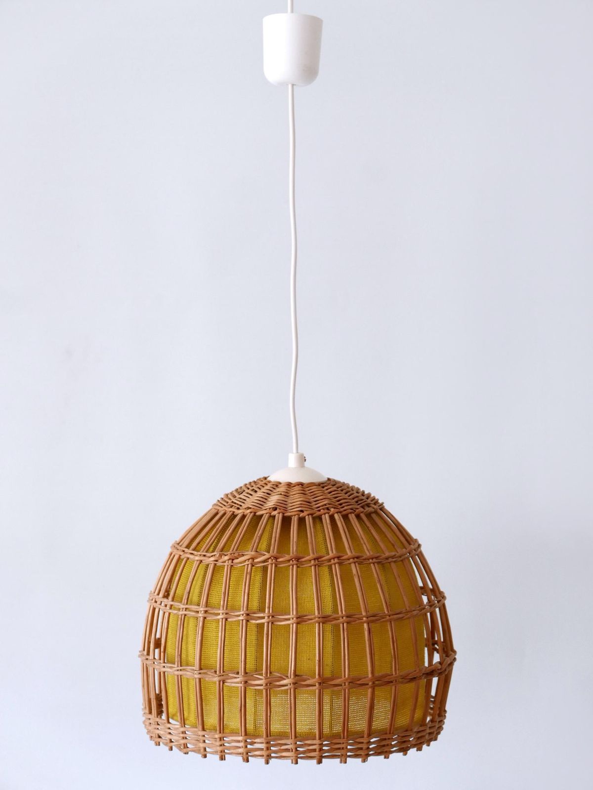 1992.0 Mid Century Modern Rattan Pendant Lamp Or Hanging Light Germany 1960s photo
