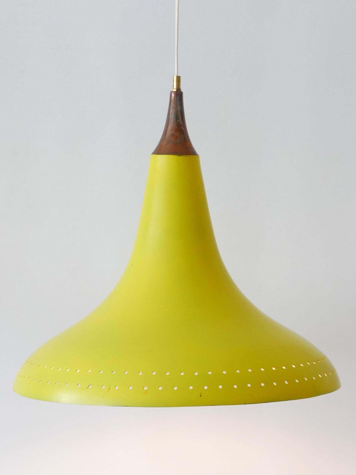 Elegant Mid Century Modern Perforated Aluminium Pendant Lamp Austria 1960s photo for sale