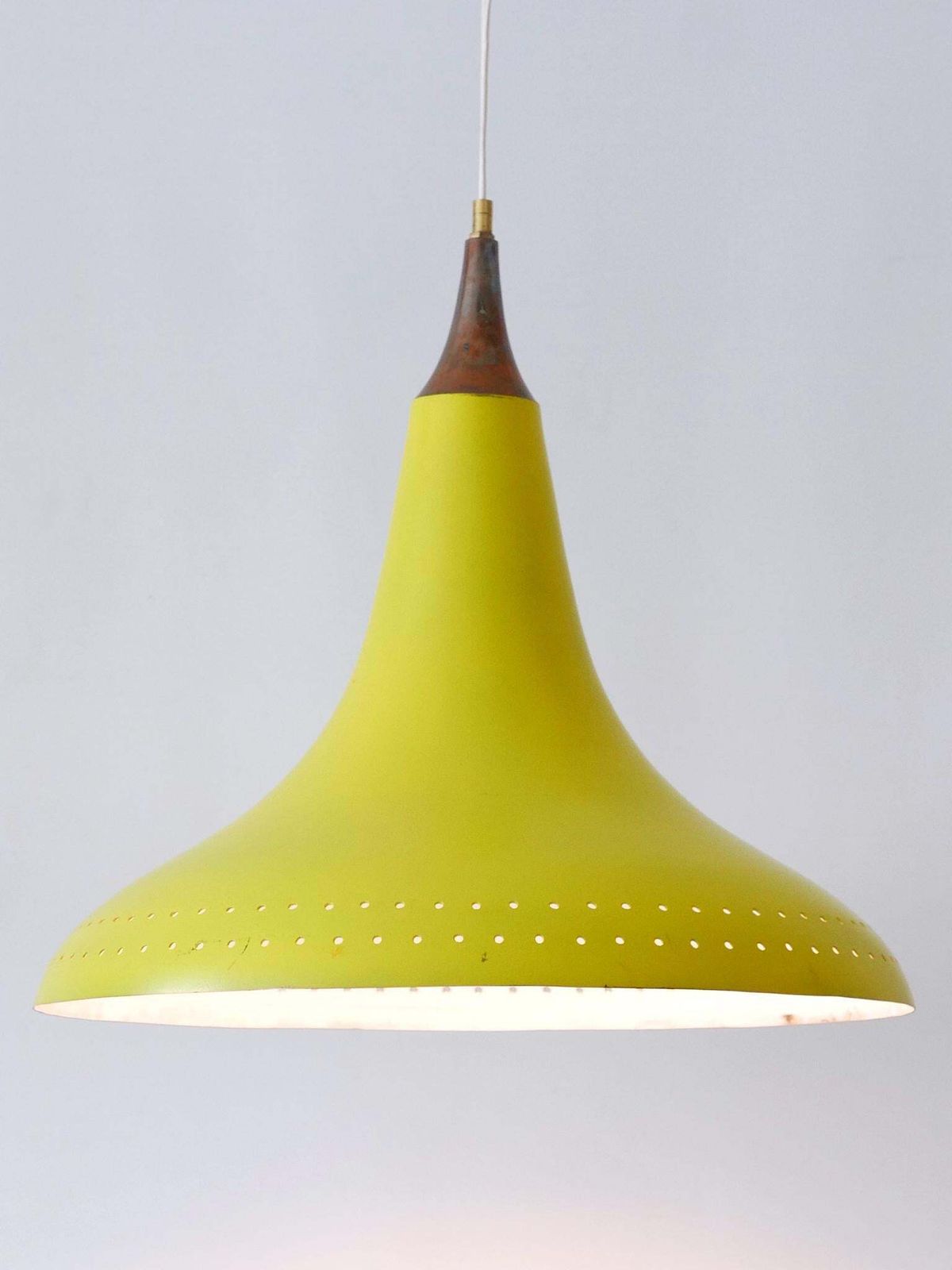 photo for sale Elegant Mid Century Modern Perforated Aluminium Pendant Lamp Austria 1960s