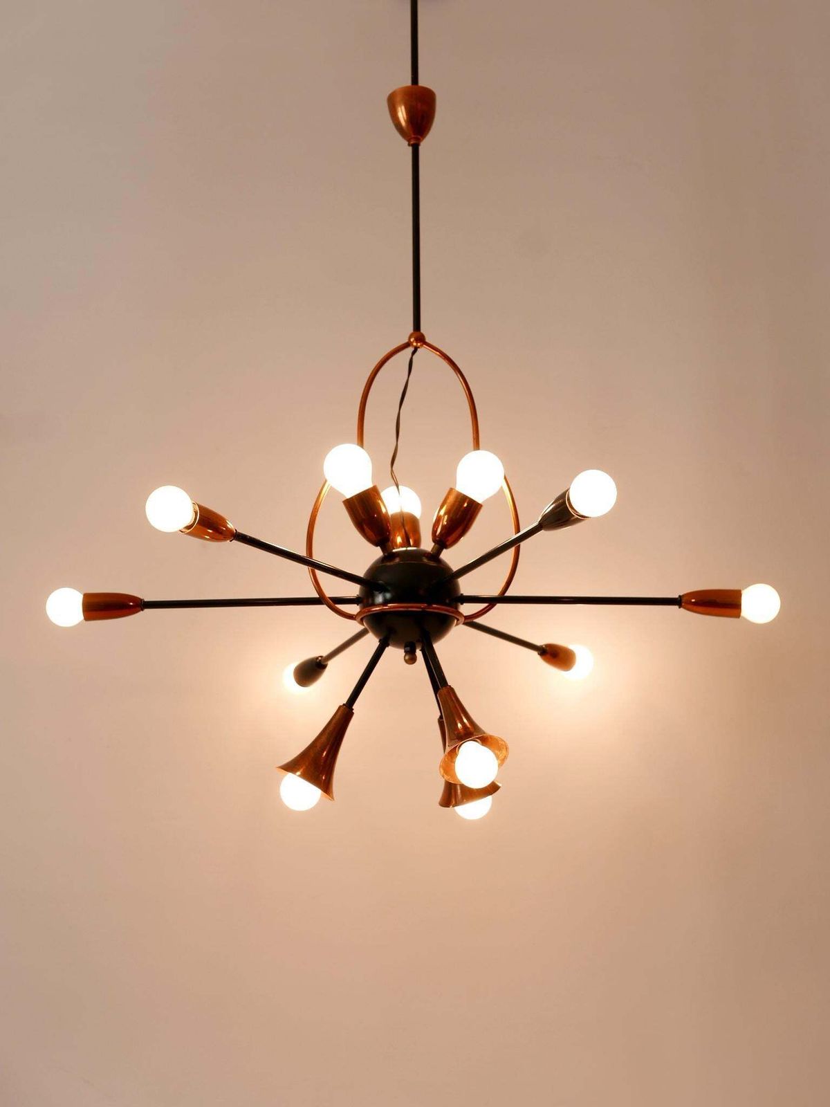 Exceptional Twelve Flamed Sputnik Chandelier Or Pendant Lamp Austria 1950s photo Lighting