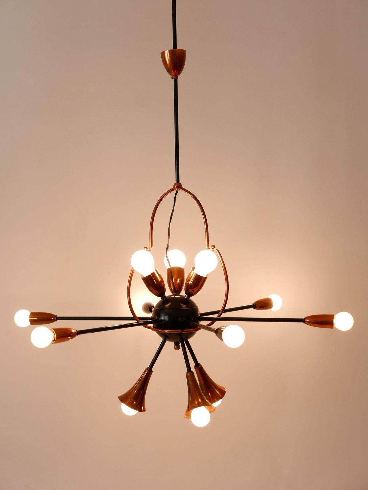 Exceptional Twelve Flamed Sputnik Chandelier Or Pendant Lamp Austria 1950s photo vintage