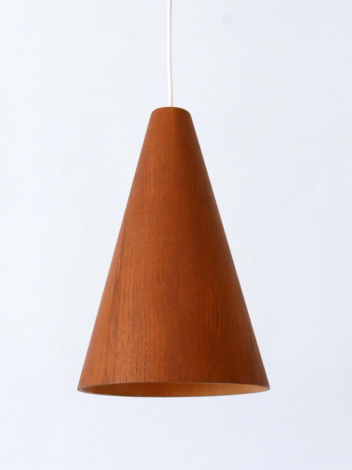 photo for sale Elegant Mid Century Modern Teak Pendant Lamp Or Hanging Light Scandinavia 1960s