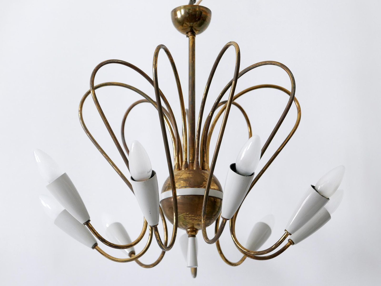Rare Mid Century Modern Nine Flamed Sputnik Chandelier Or Pendant Lamp, 1950s photo 3982.0